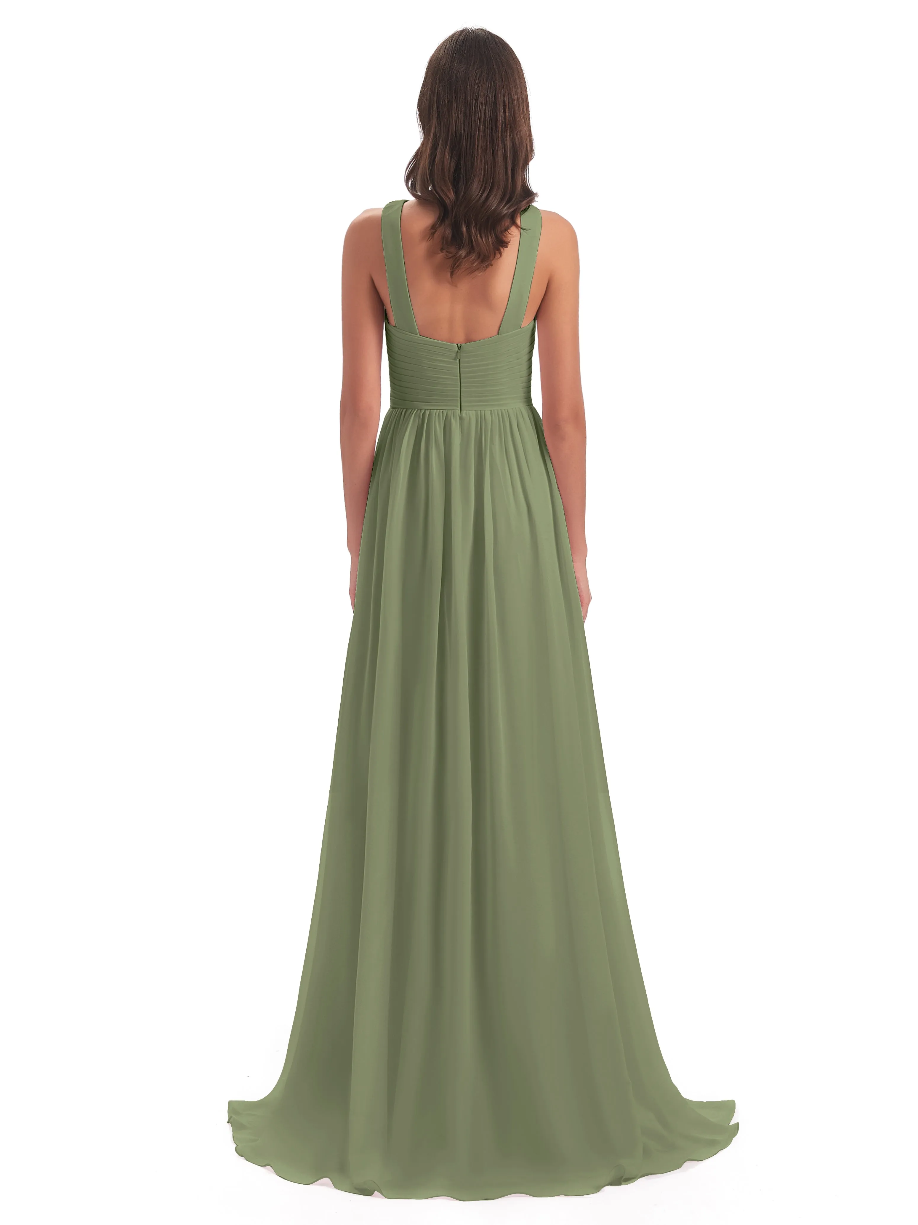 Millie Alarming Formal Sweep-Brush Train Chiffon Bridesmaid Dresses