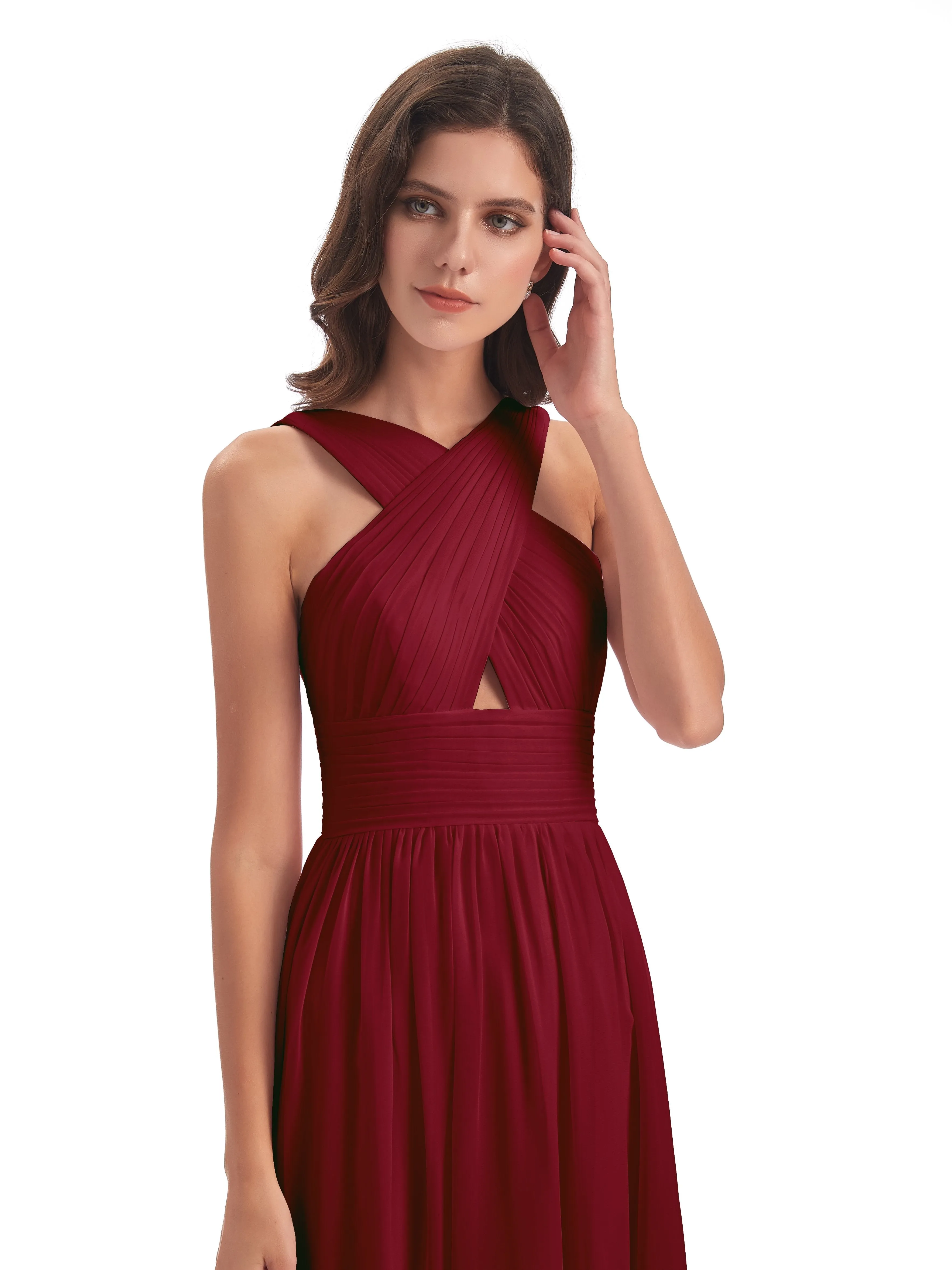 Millie Alarming Formal Sweep-Brush Train Chiffon Bridesmaid Dresses