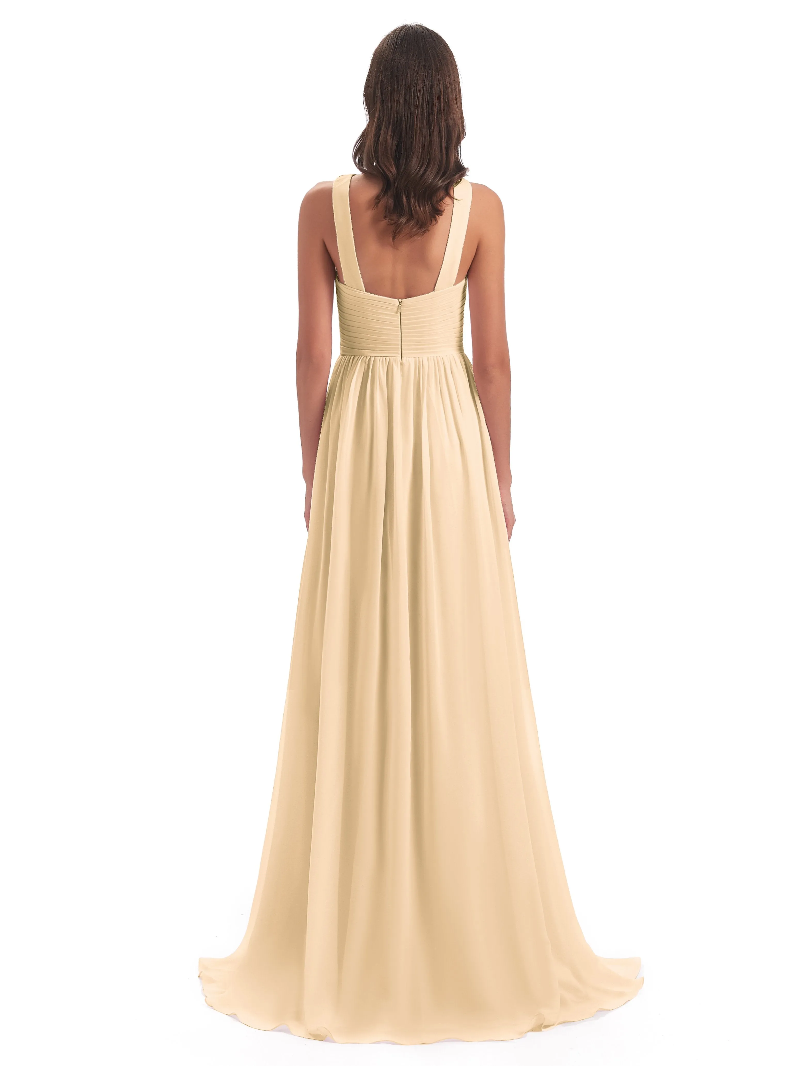 Millie Alarming Formal Sweep-Brush Train Chiffon Bridesmaid Dresses