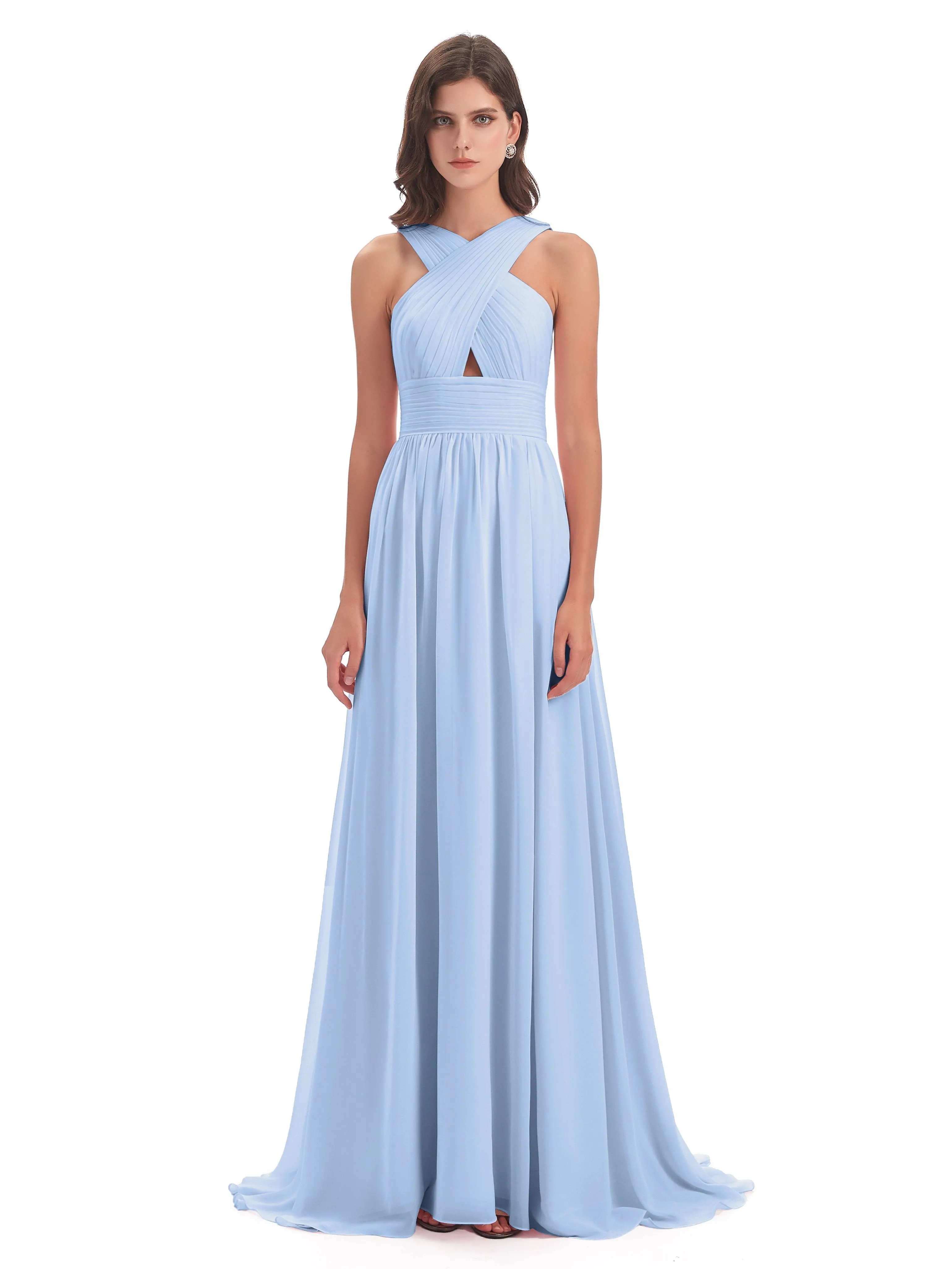 Millie Alarming Formal Sweep-Brush Train Chiffon Bridesmaid Dresses