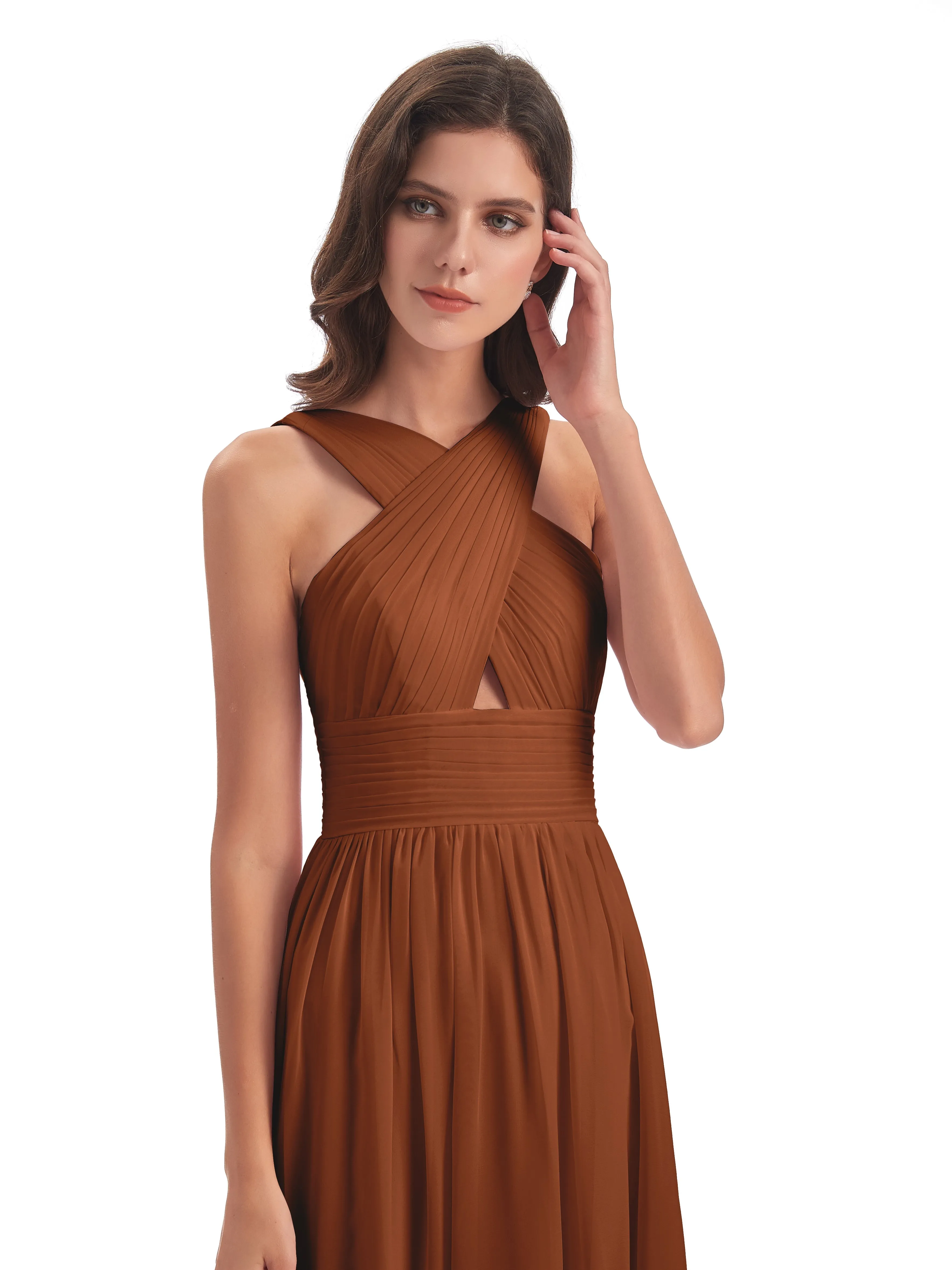 Millie Alarming Formal Sweep-Brush Train Chiffon Bridesmaid Dresses