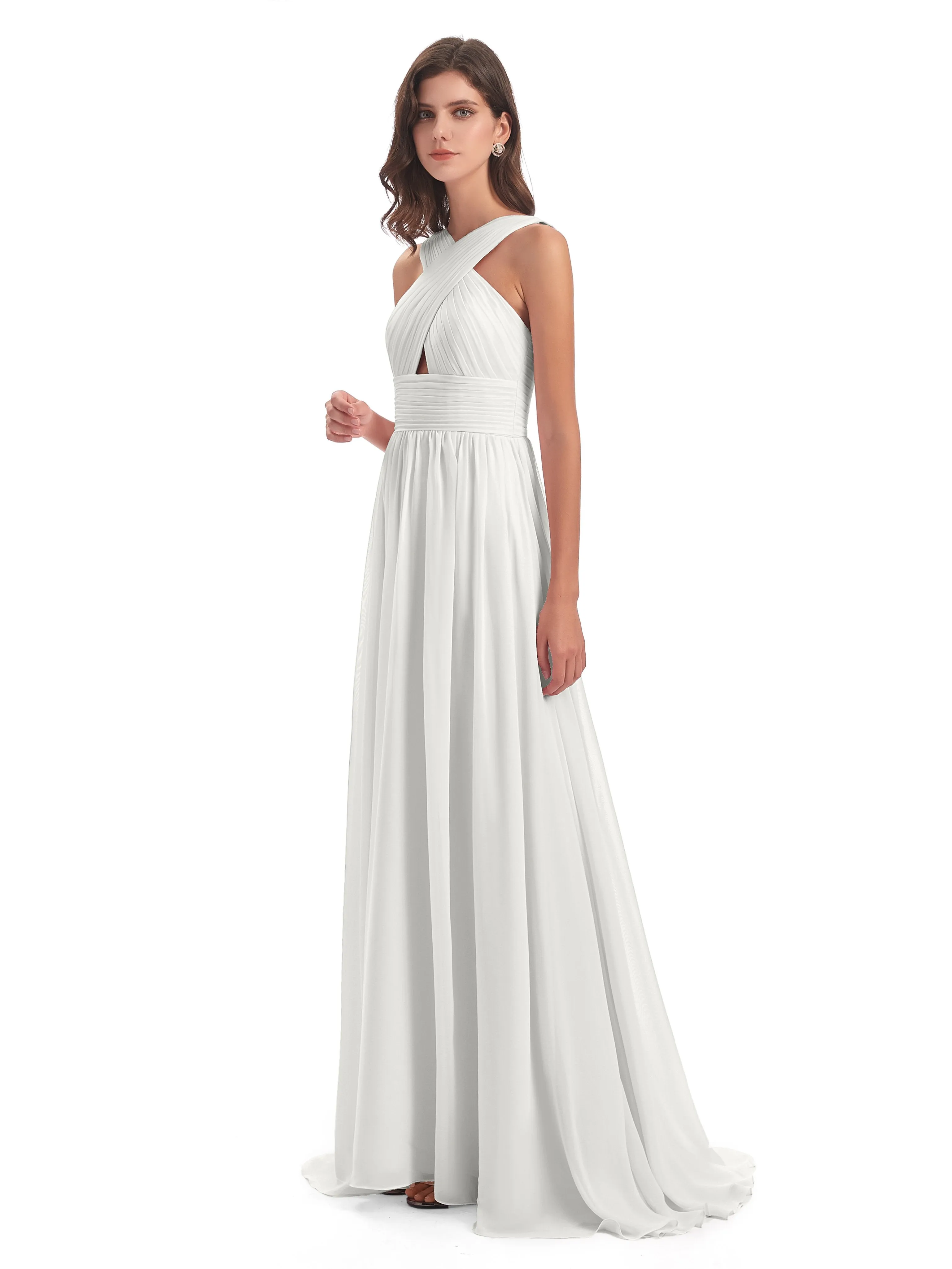 Millie Alarming Formal Sweep-Brush Train Chiffon Bridesmaid Dresses