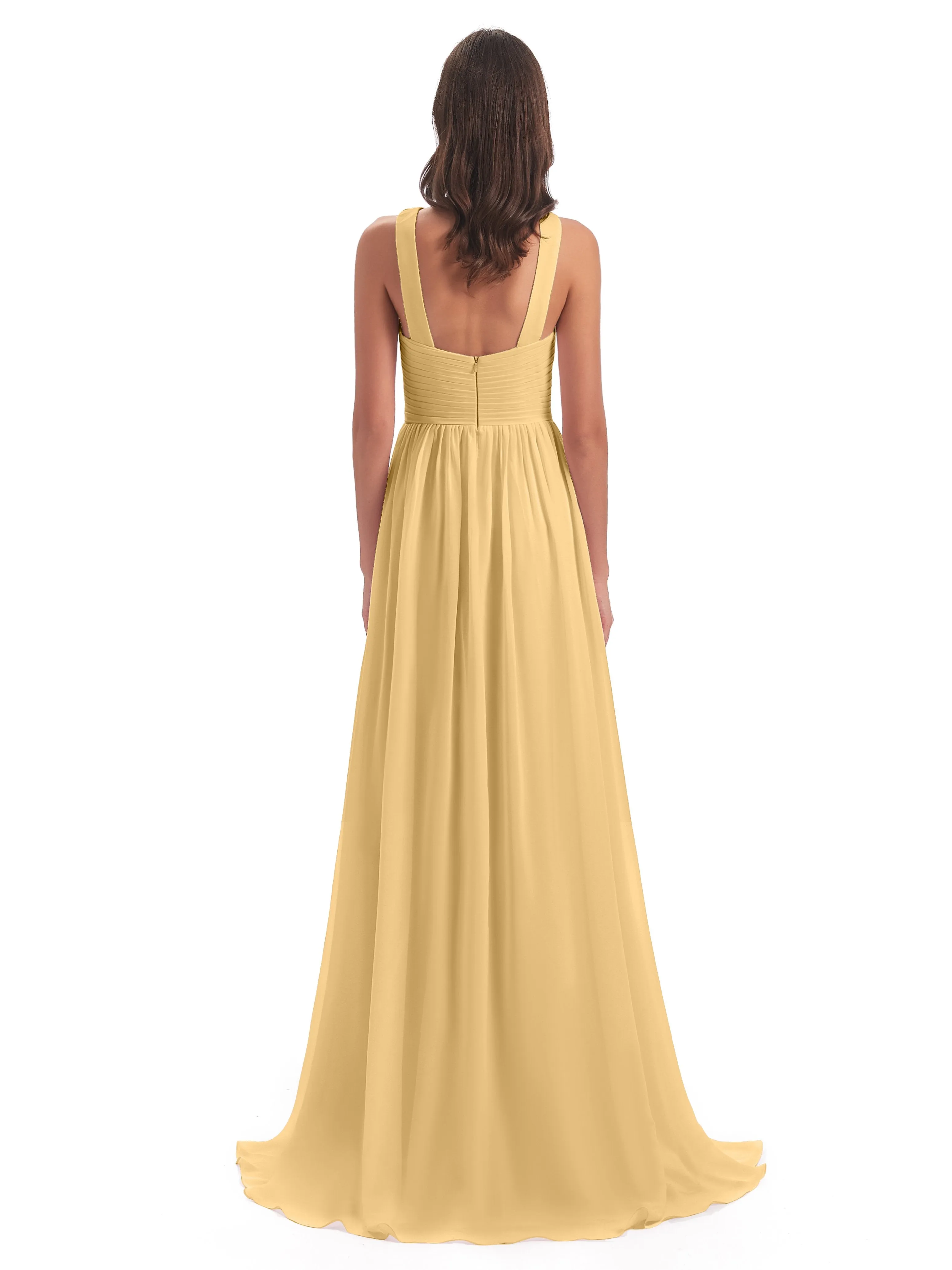 Millie Alarming Formal Sweep-Brush Train Chiffon Bridesmaid Dresses