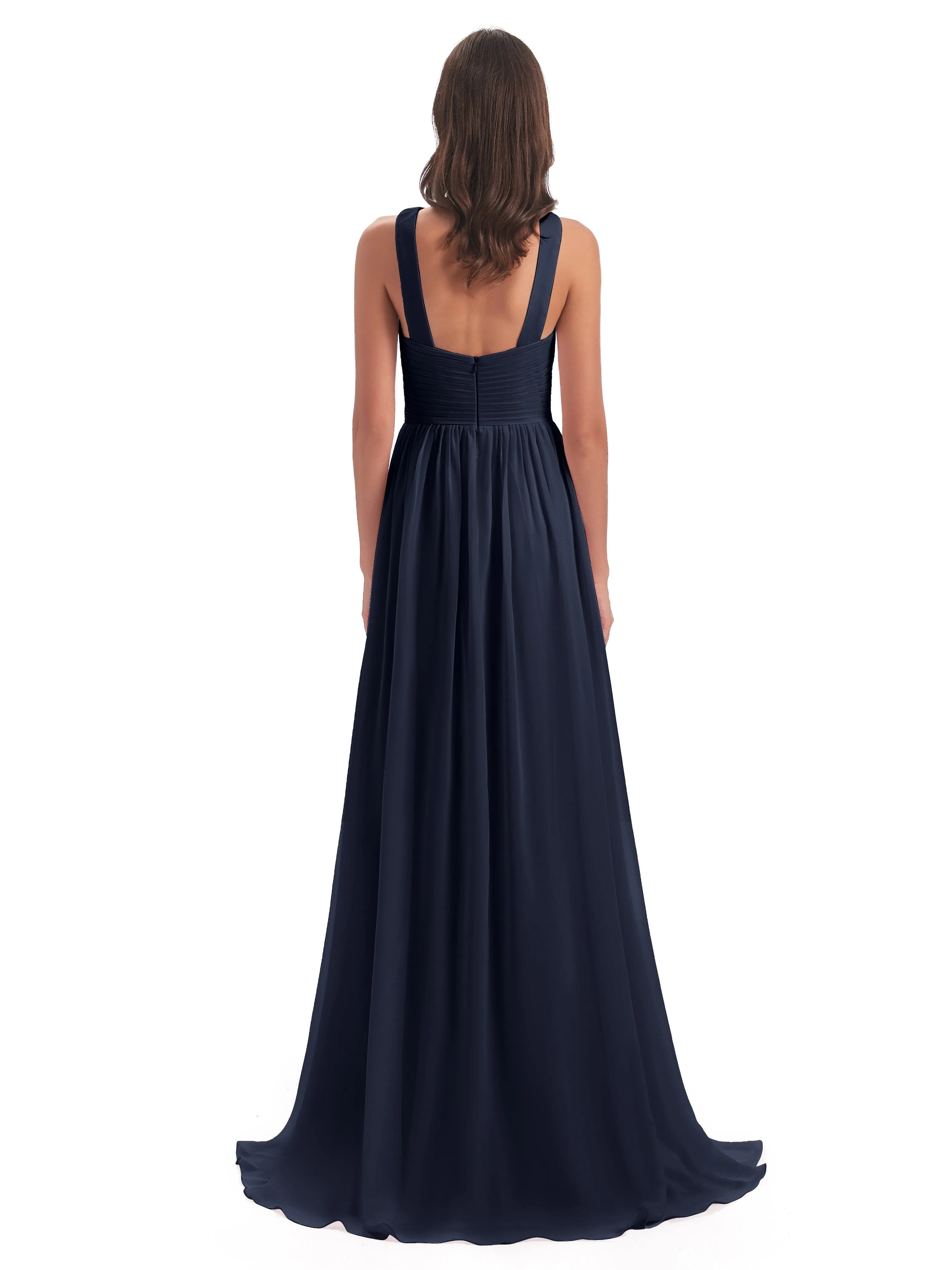 Millie Alarming Formal Sweep-Brush Train Chiffon Bridesmaid Dresses