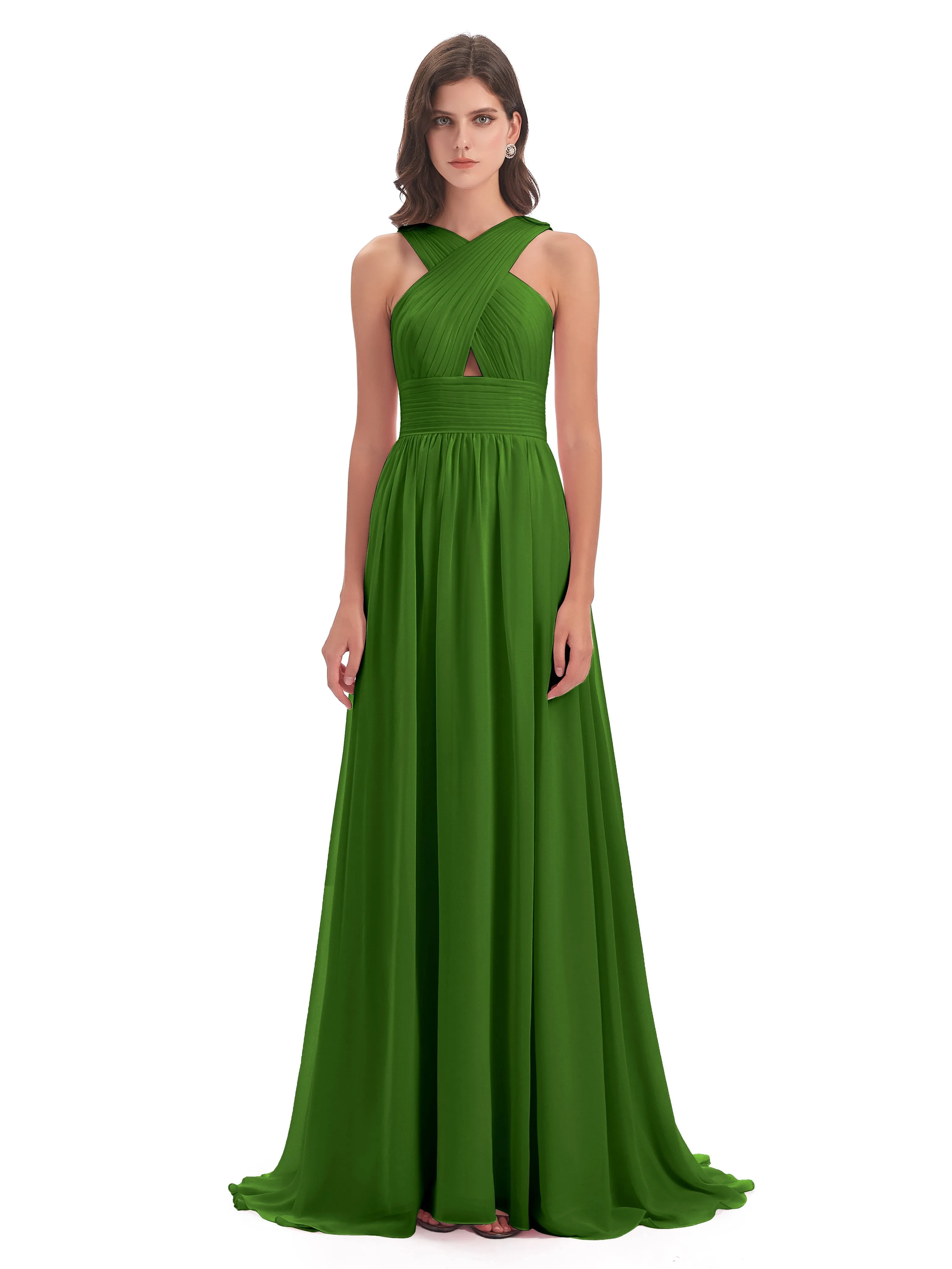 Millie Alarming Formal Sweep-Brush Train Chiffon Bridesmaid Dresses