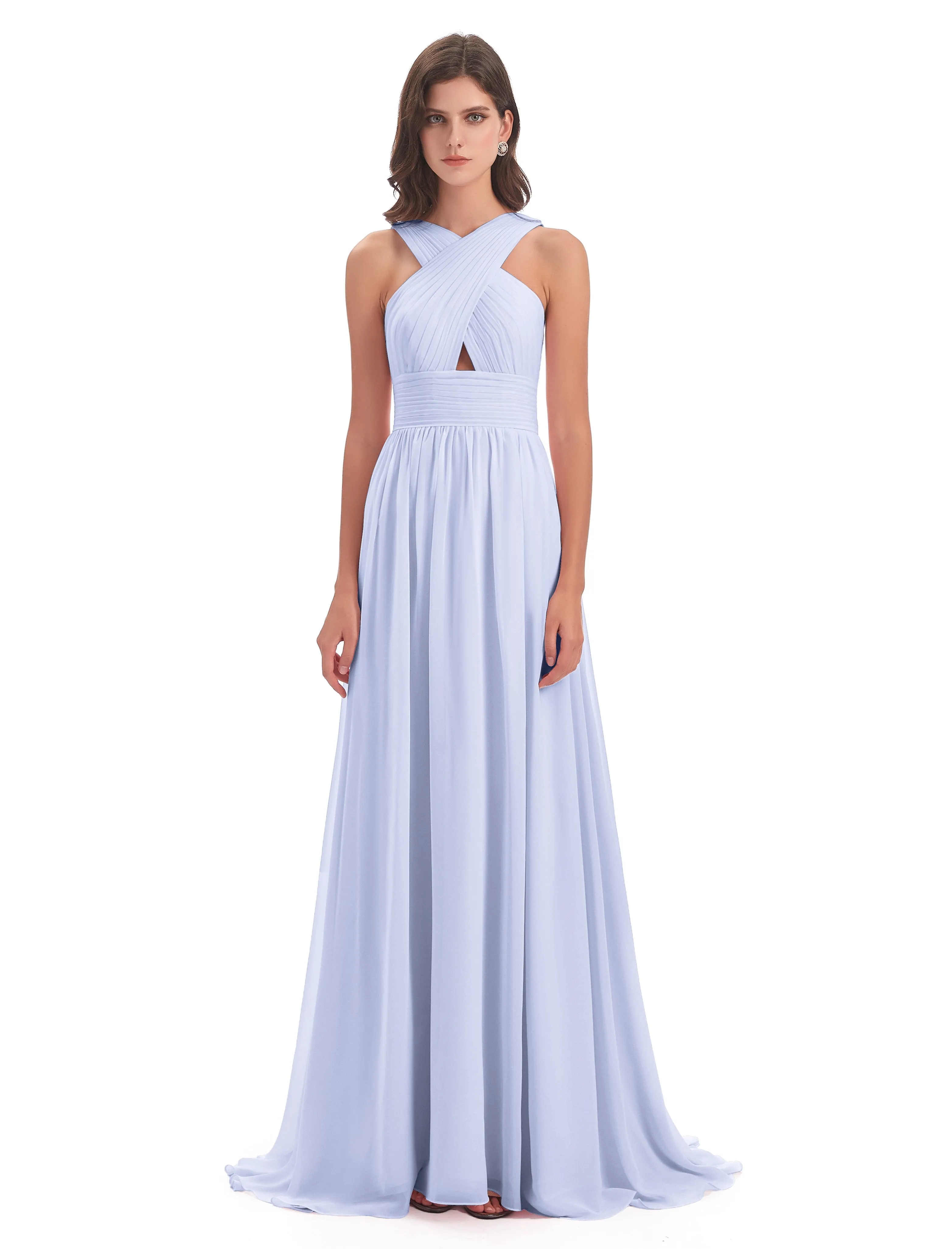 Millie Alarming Formal Sweep-Brush Train Chiffon Bridesmaid Dresses