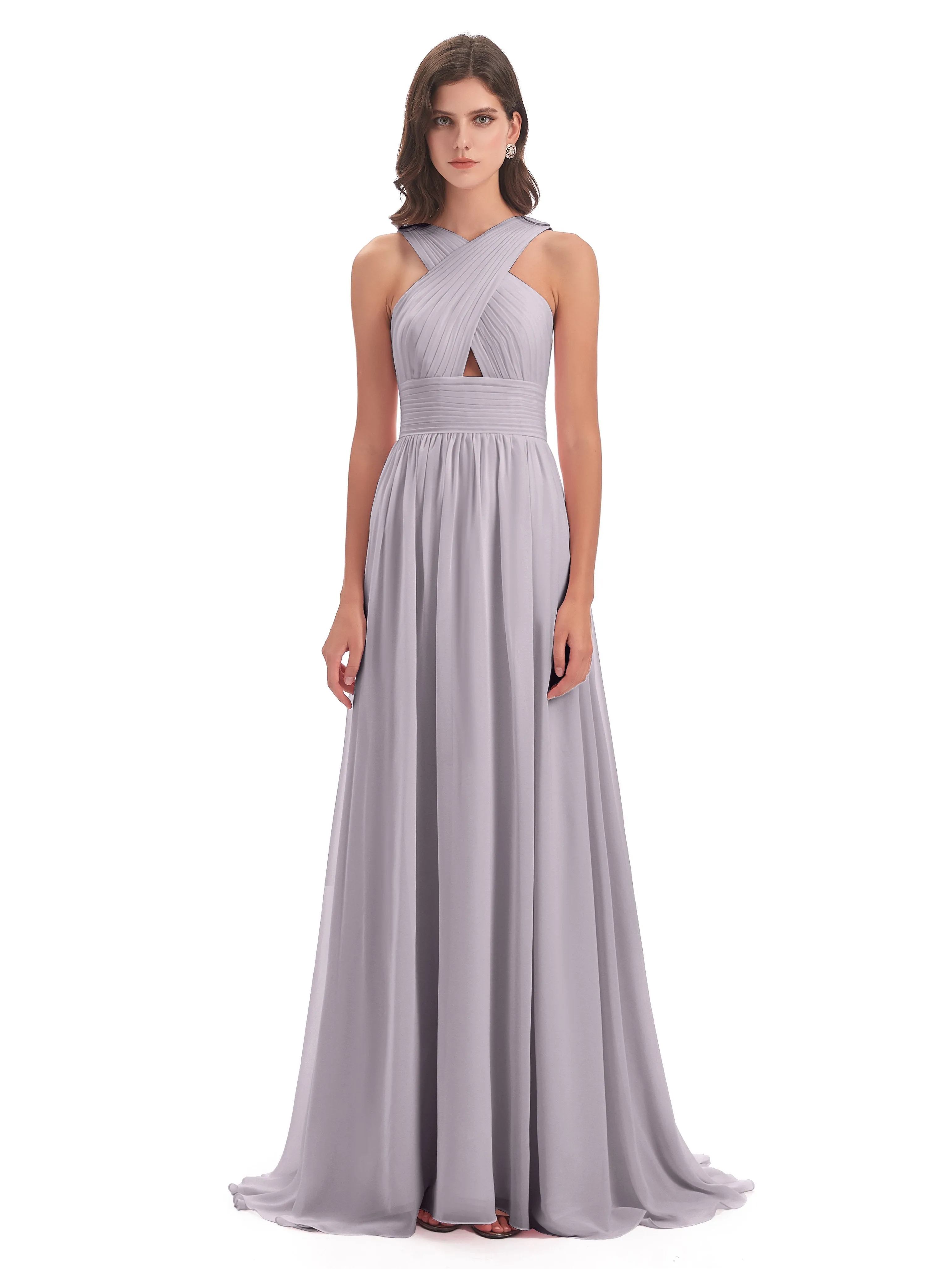 Millie Alarming Formal Sweep-Brush Train Chiffon Bridesmaid Dresses