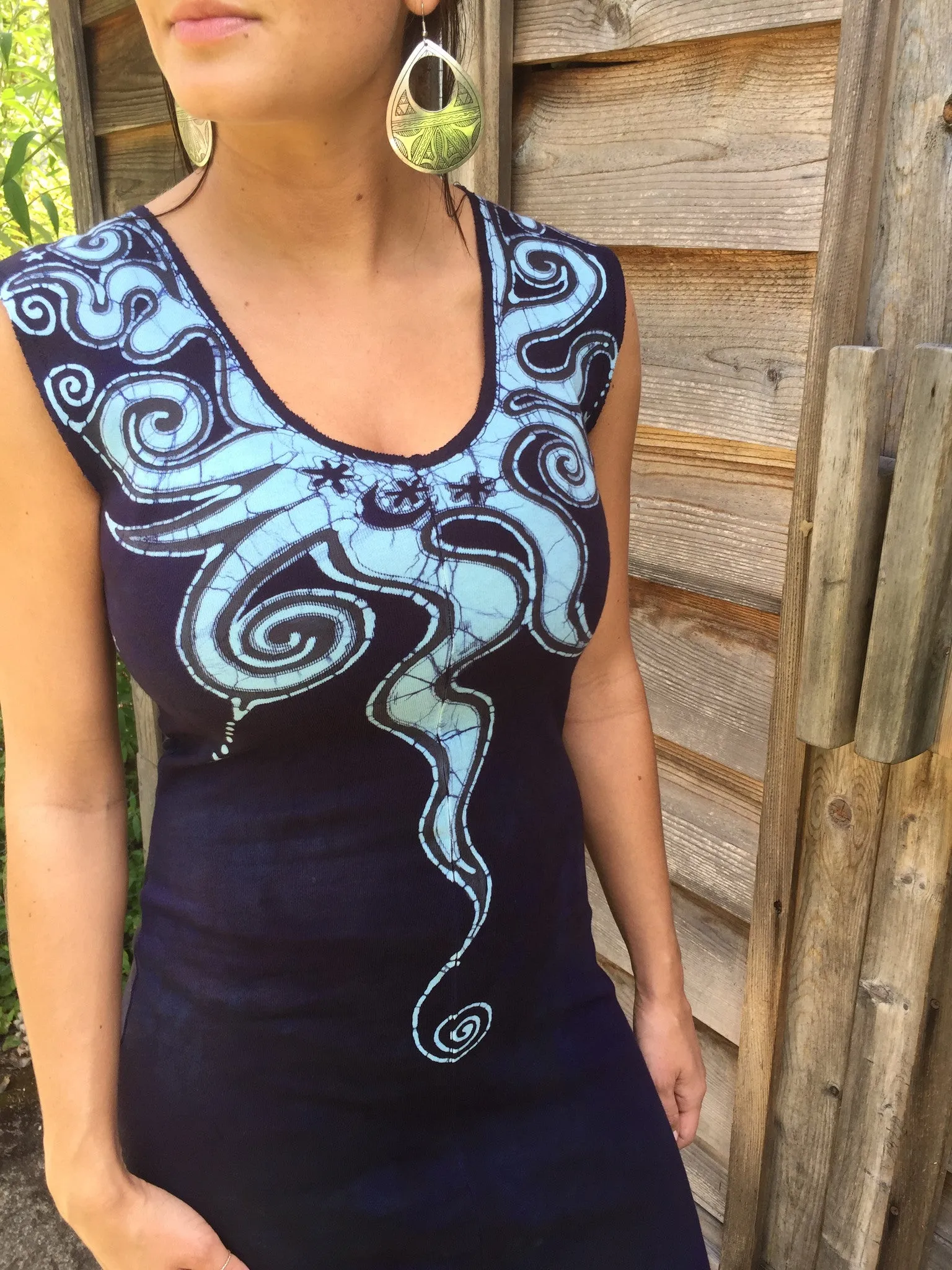 Misty Blue Island Organic Cotton Batik Dress