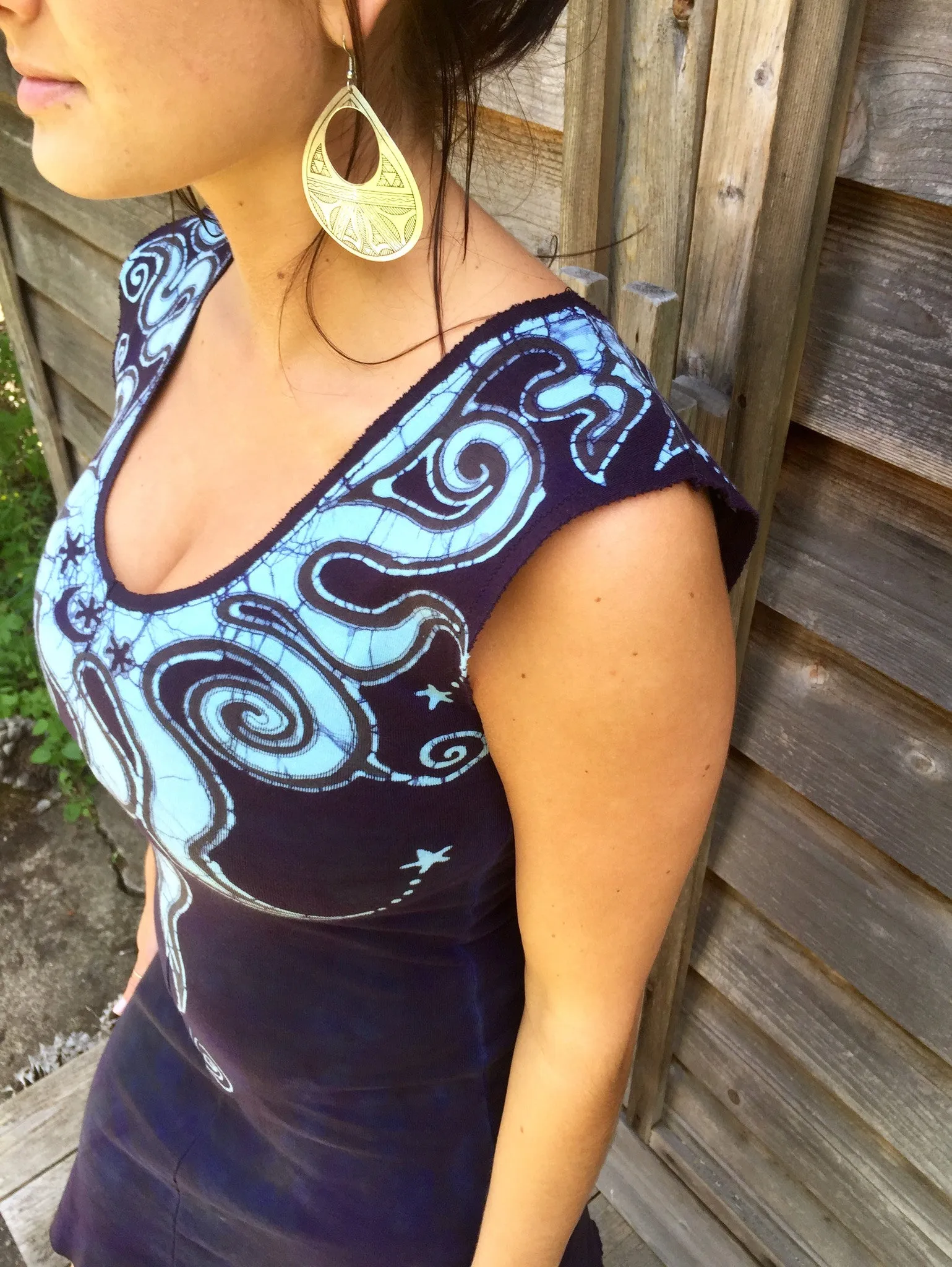 Misty Blue Island Organic Cotton Batik Dress