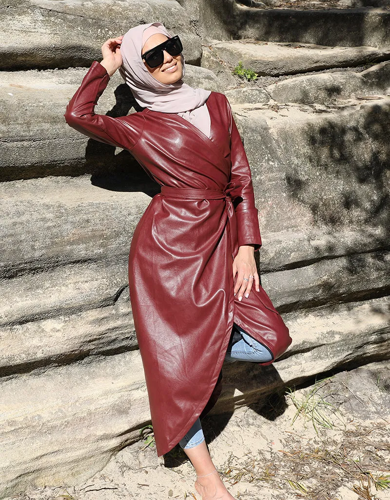 Modish Leather Wrap Dress