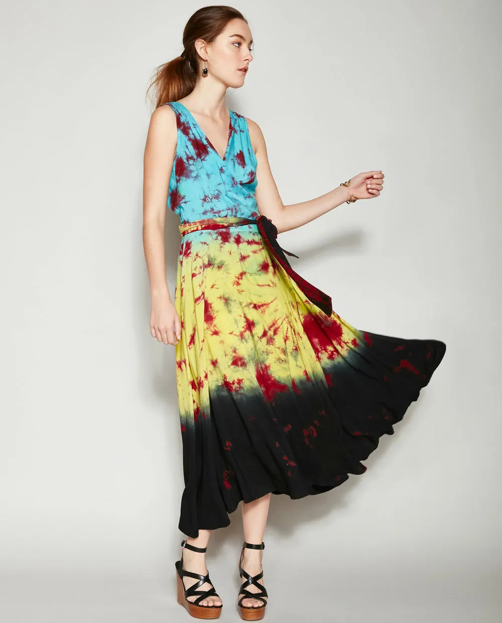 MOONRISE IN BARCELONA TIE DYE WRAP DRESS