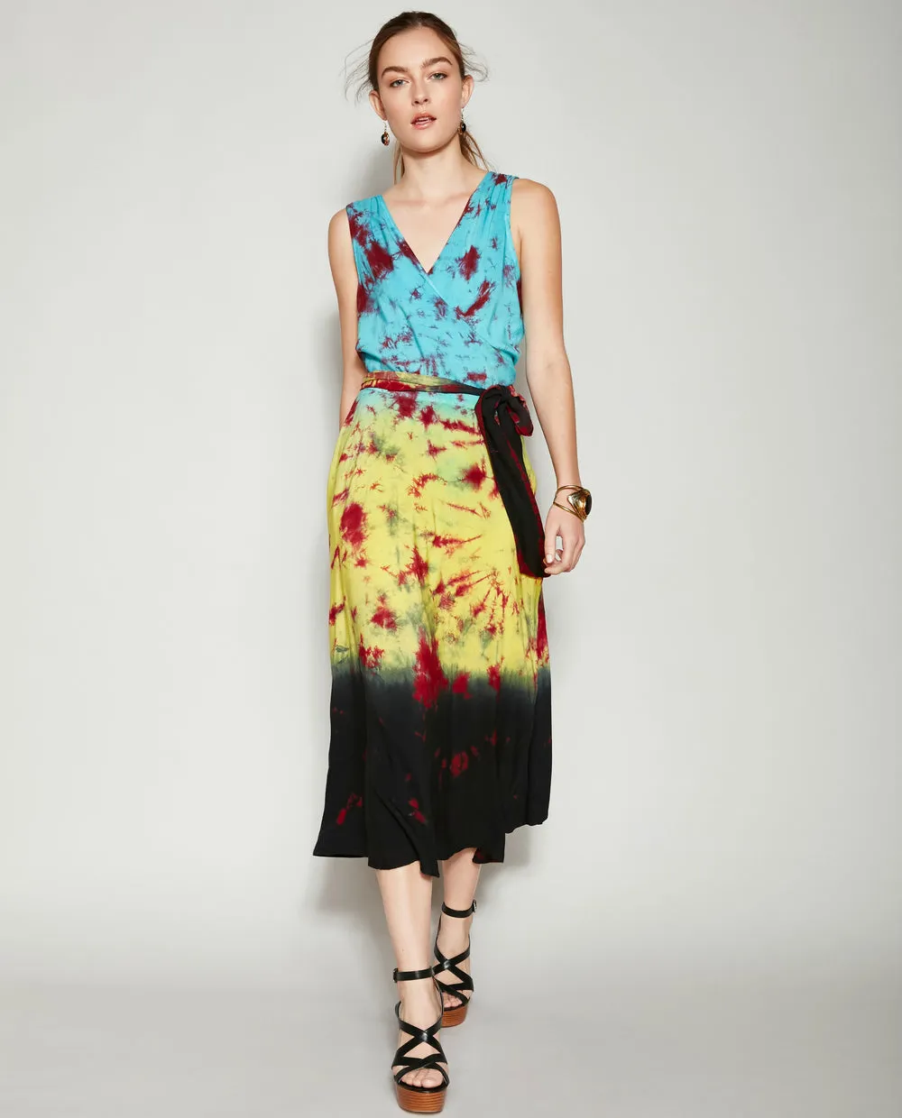 MOONRISE IN BARCELONA TIE DYE WRAP DRESS