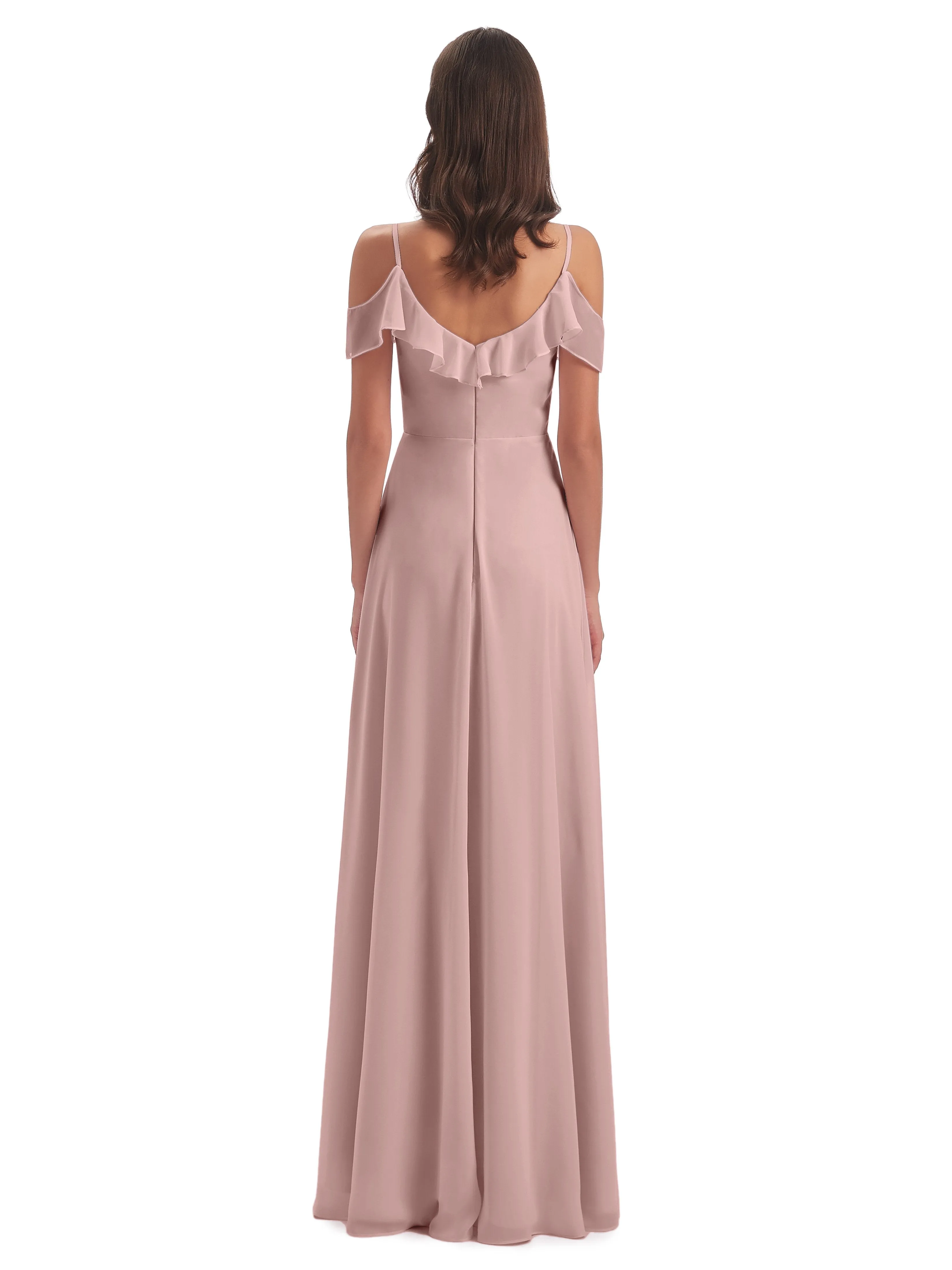 Myla Flowy Sheath-Column Long Chiffon Bridesmaid Dresses