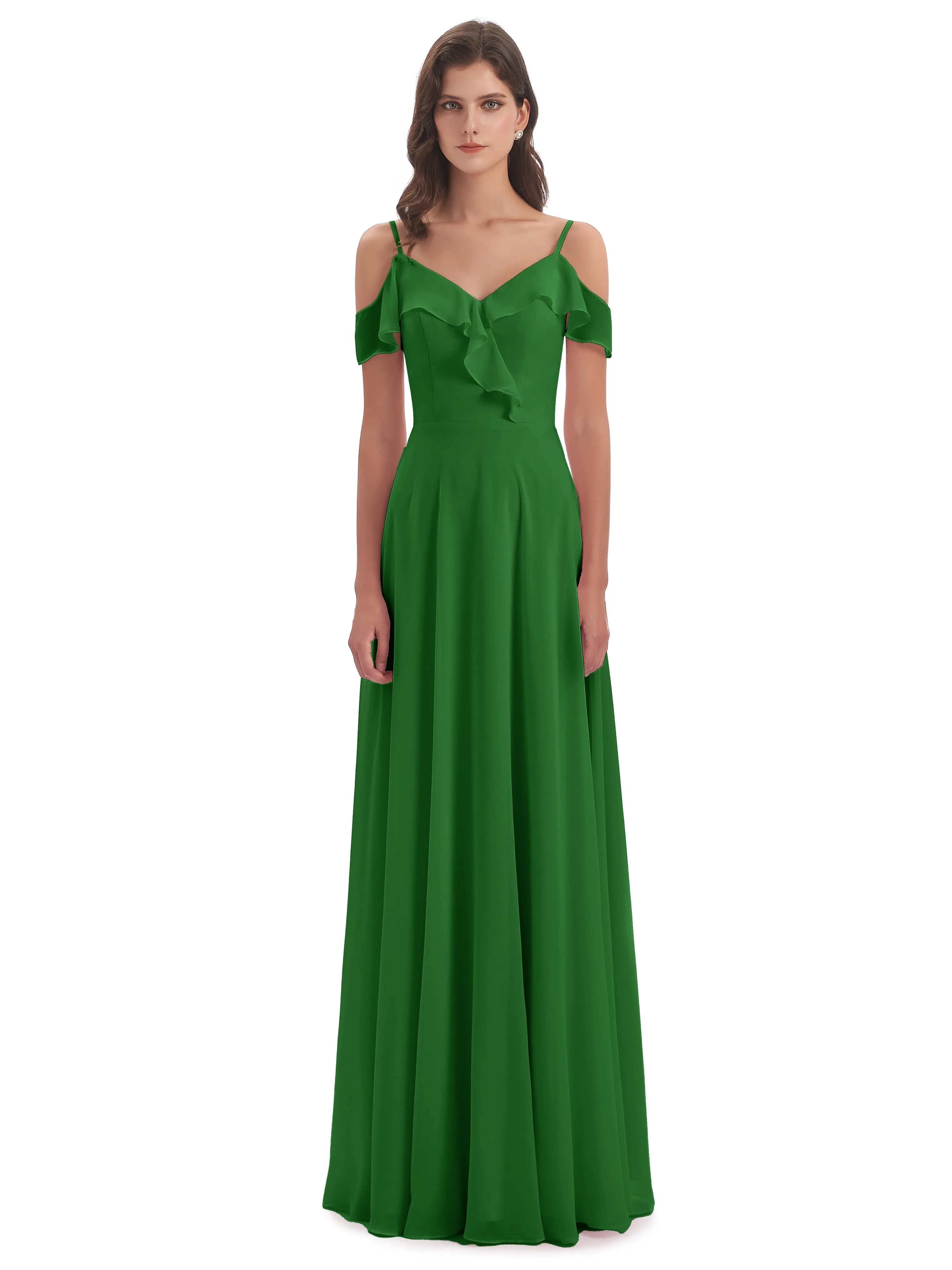 Myla Flowy Sheath-Column Long Chiffon Bridesmaid Dresses