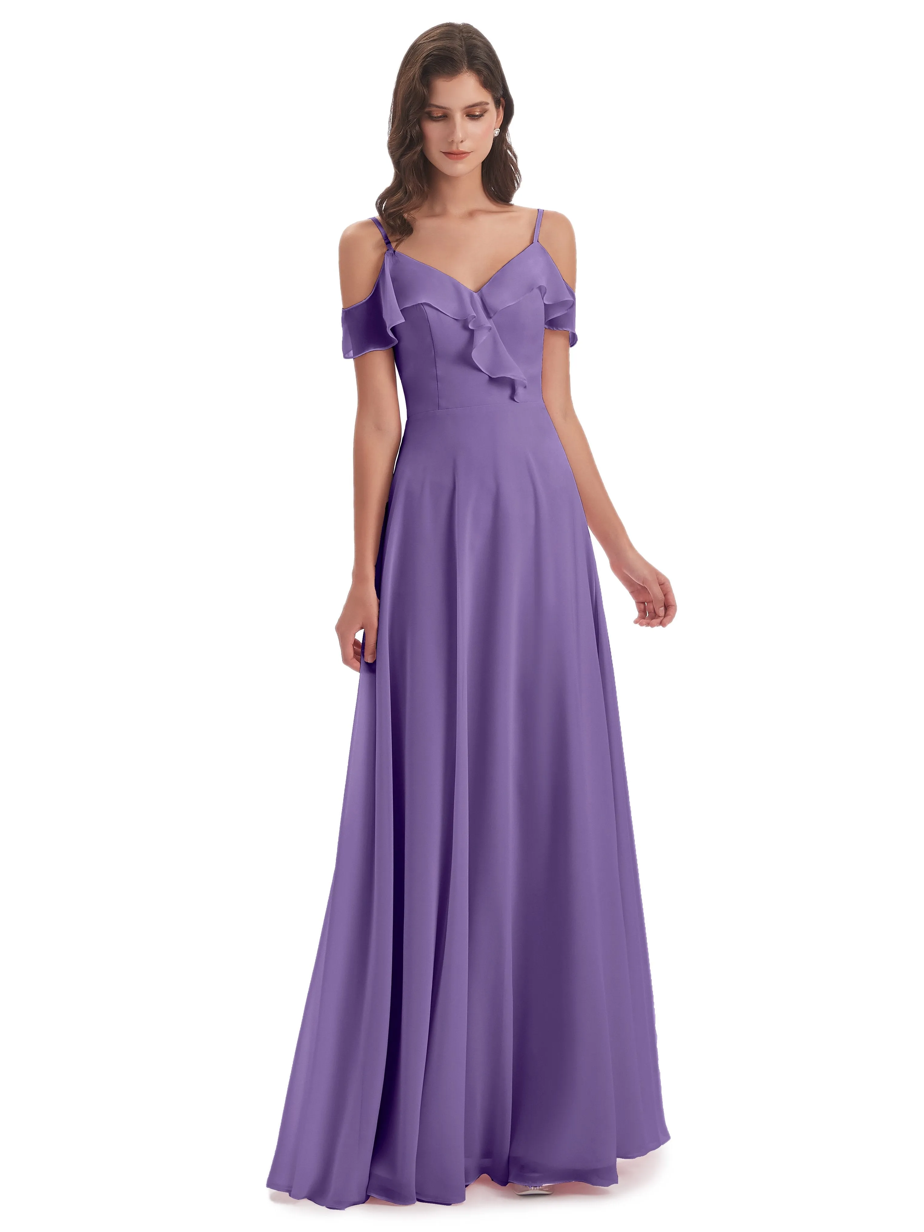 Myla Flowy Sheath-Column Long Chiffon Bridesmaid Dresses