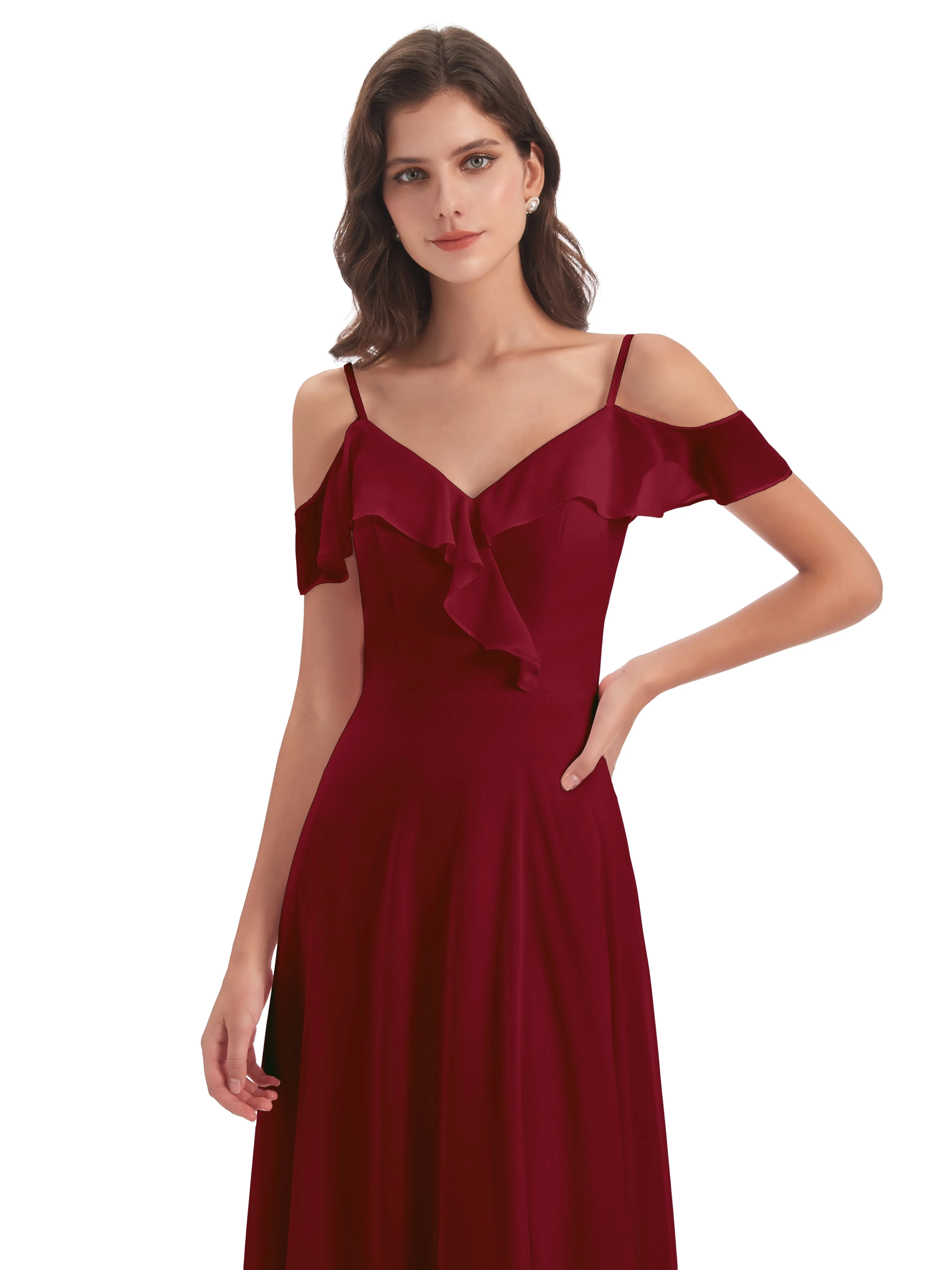 Myla Flowy Sheath-Column Long Chiffon Bridesmaid Dresses