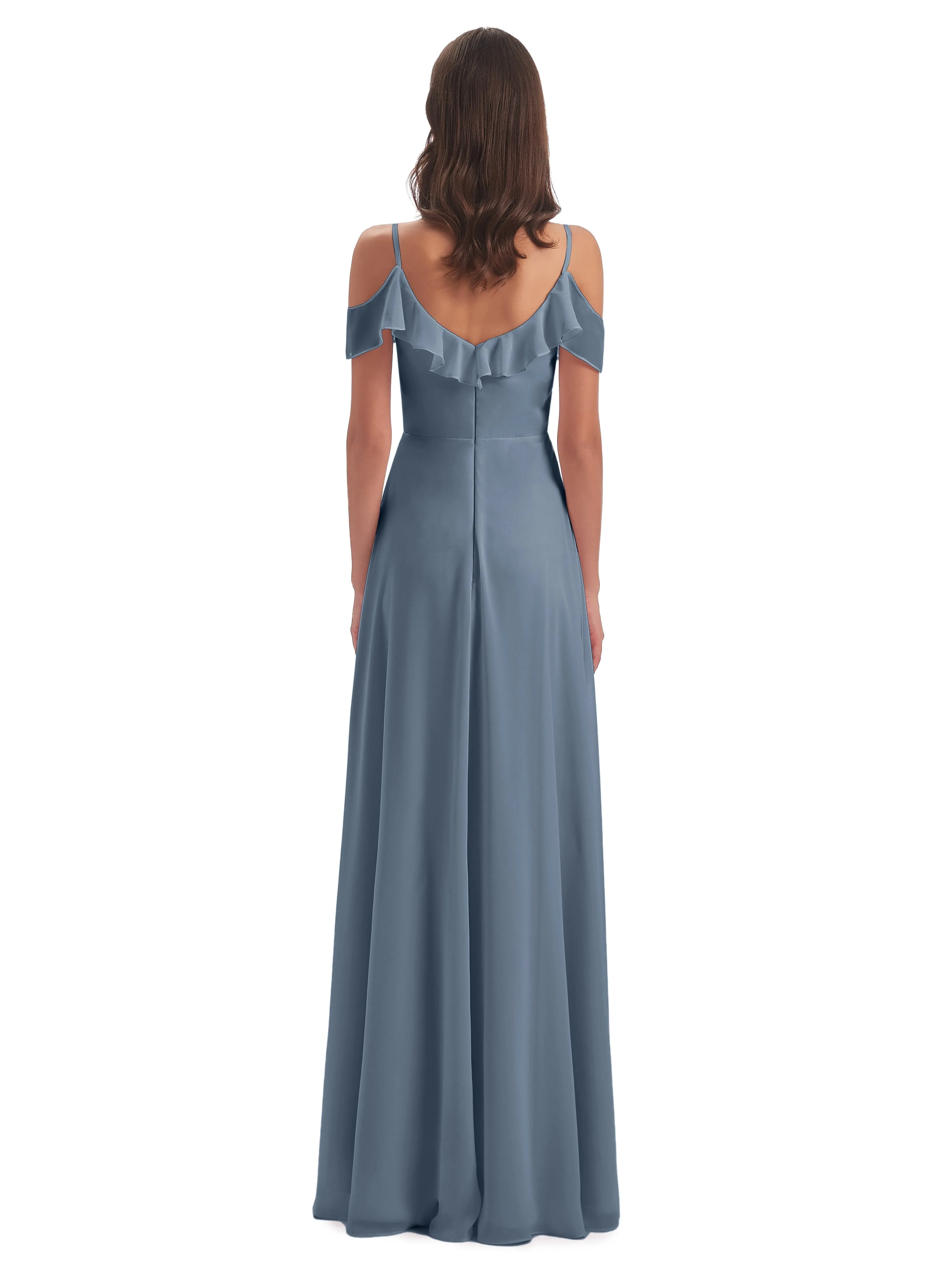 Myla Flowy Sheath-Column Long Chiffon Bridesmaid Dresses