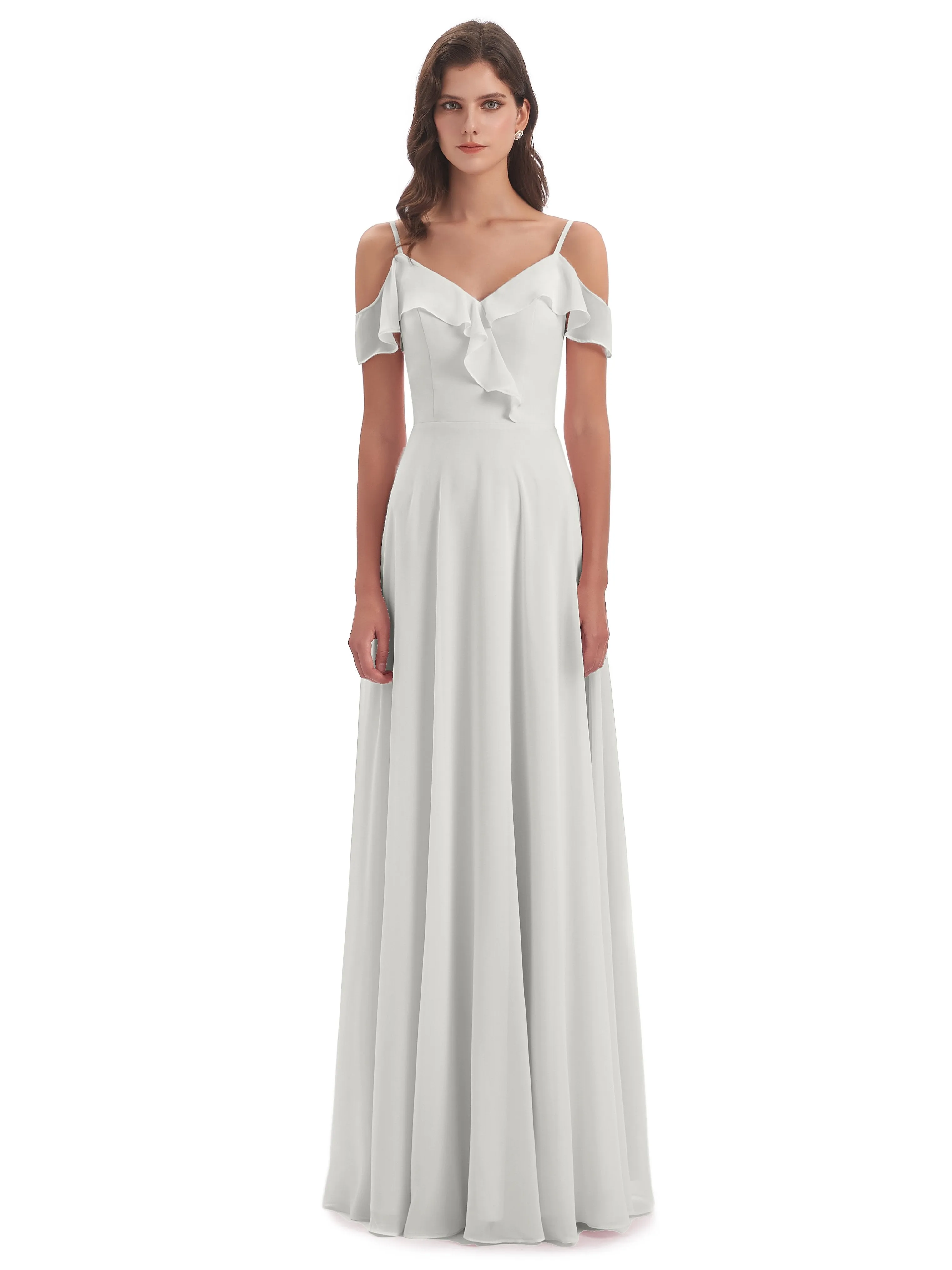 Myla Flowy Sheath-Column Long Chiffon Bridesmaid Dresses