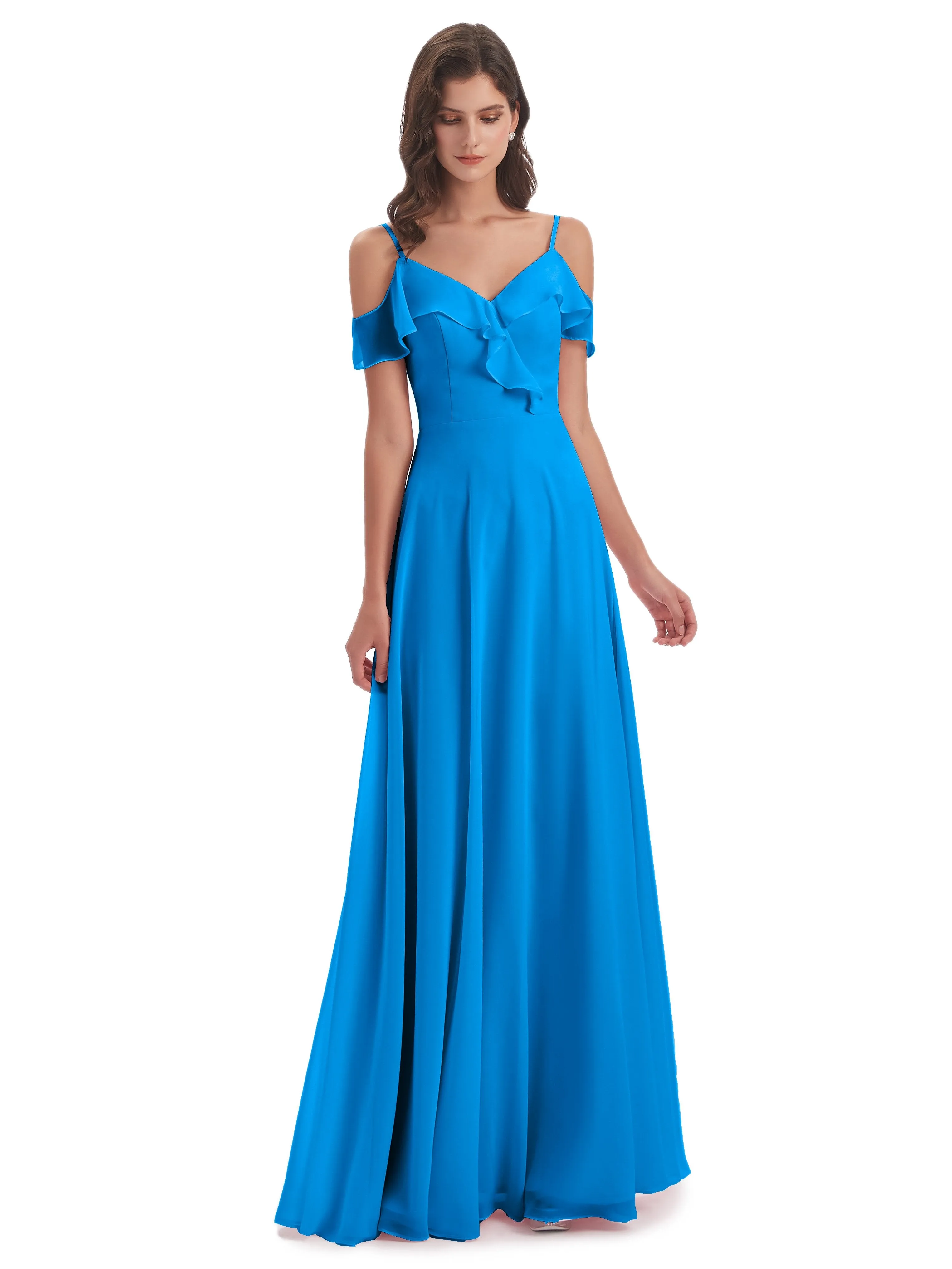 Myla Flowy Sheath-Column Long Chiffon Bridesmaid Dresses