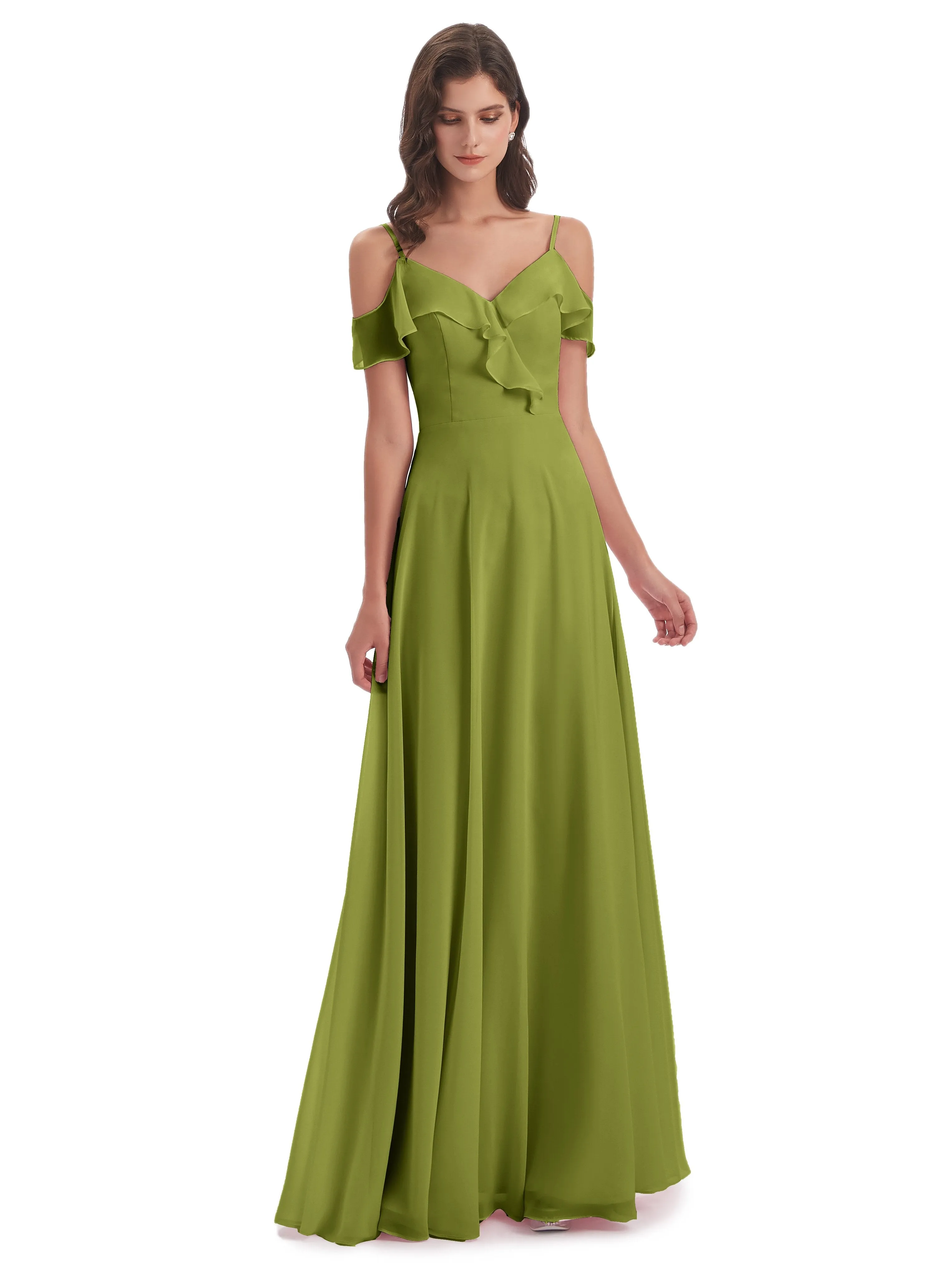 Myla Flowy Sheath-Column Long Chiffon Bridesmaid Dresses