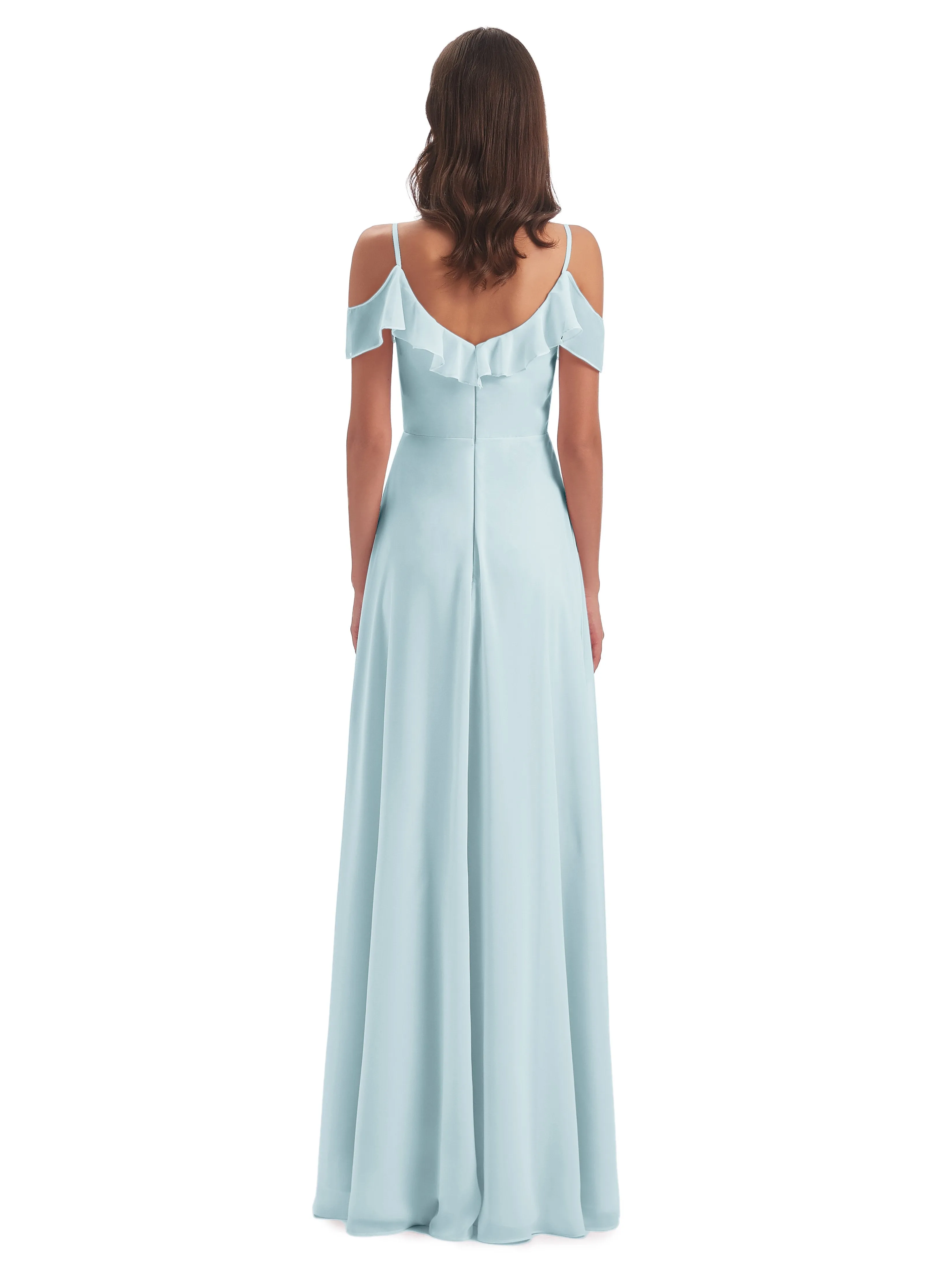 Myla Flowy Sheath-Column Long Chiffon Bridesmaid Dresses