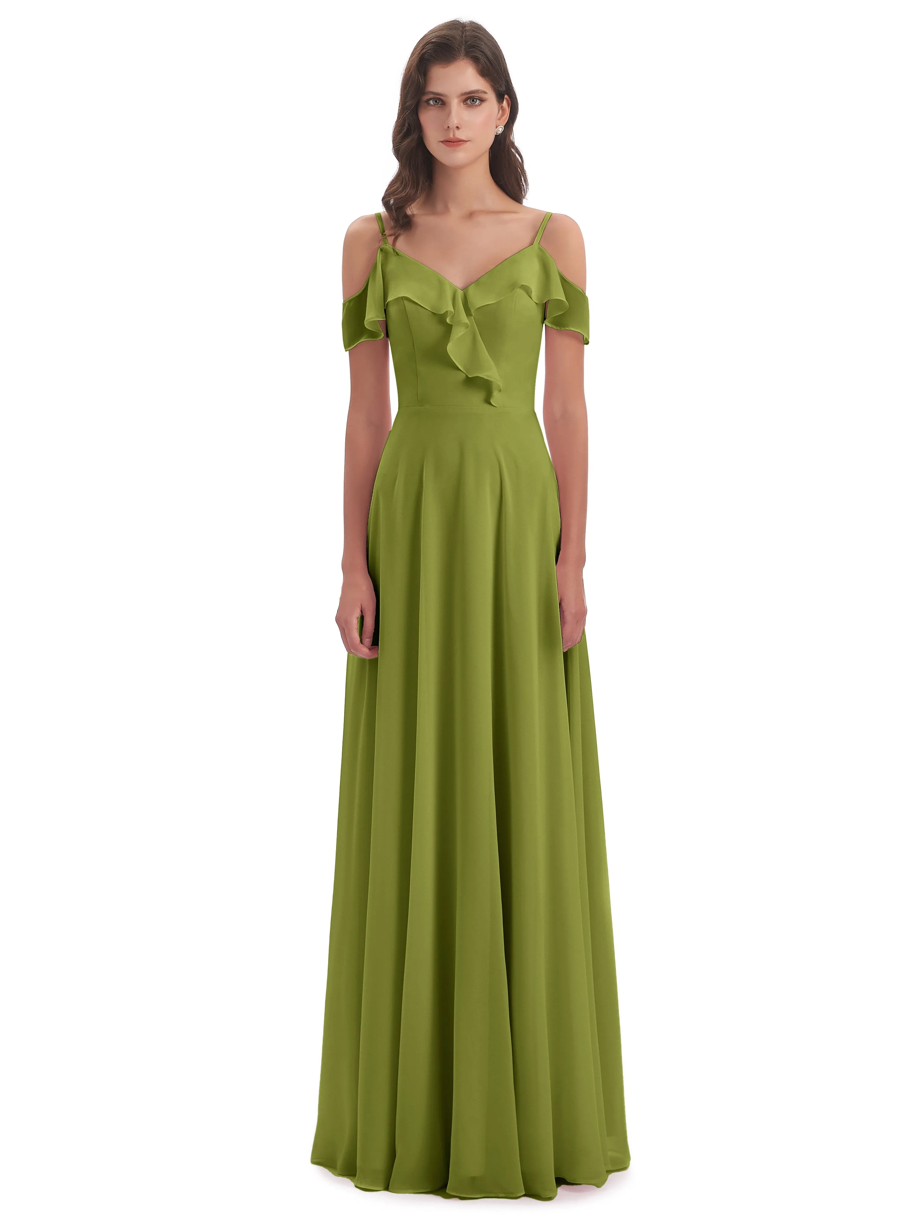 Myla Flowy Sheath-Column Long Chiffon Bridesmaid Dresses