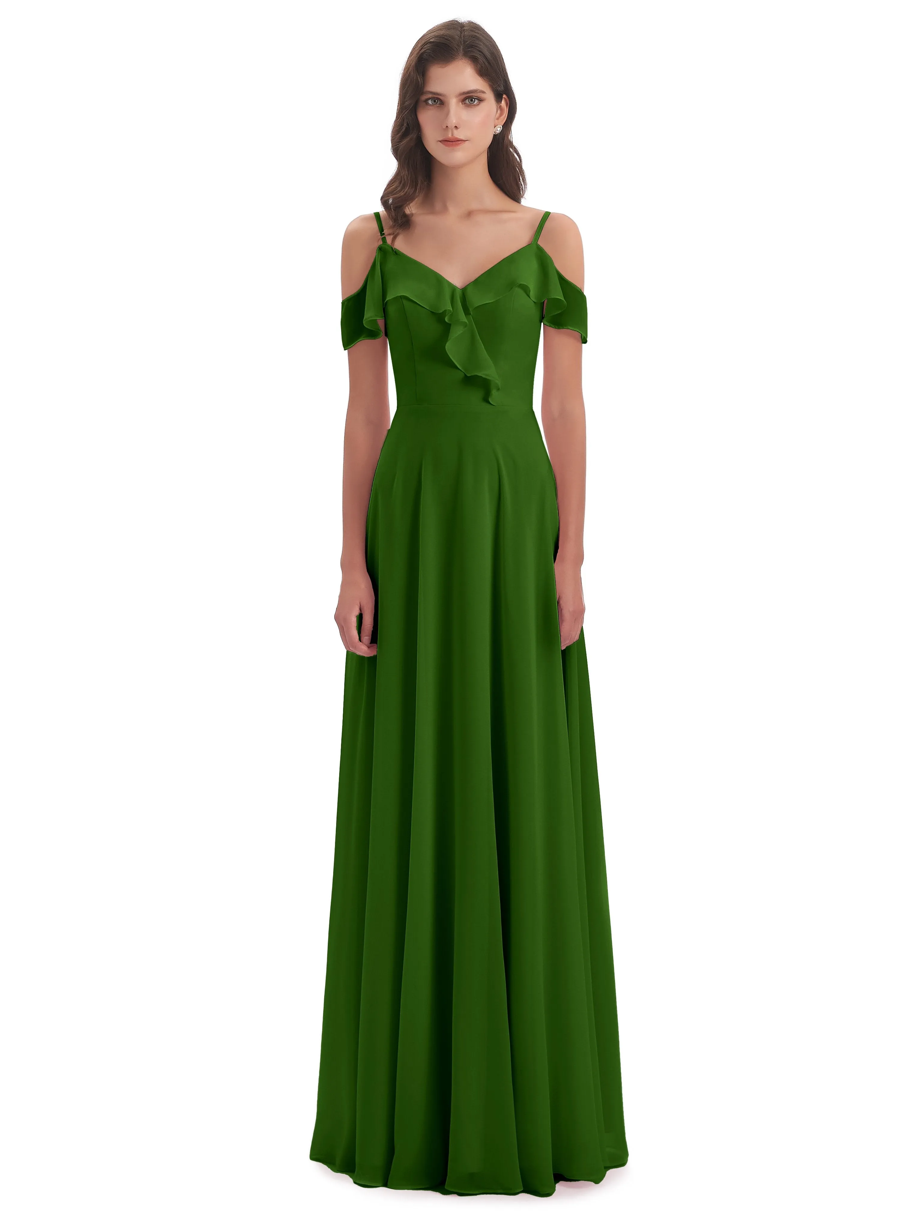 Myla Flowy Sheath-Column Long Chiffon Bridesmaid Dresses