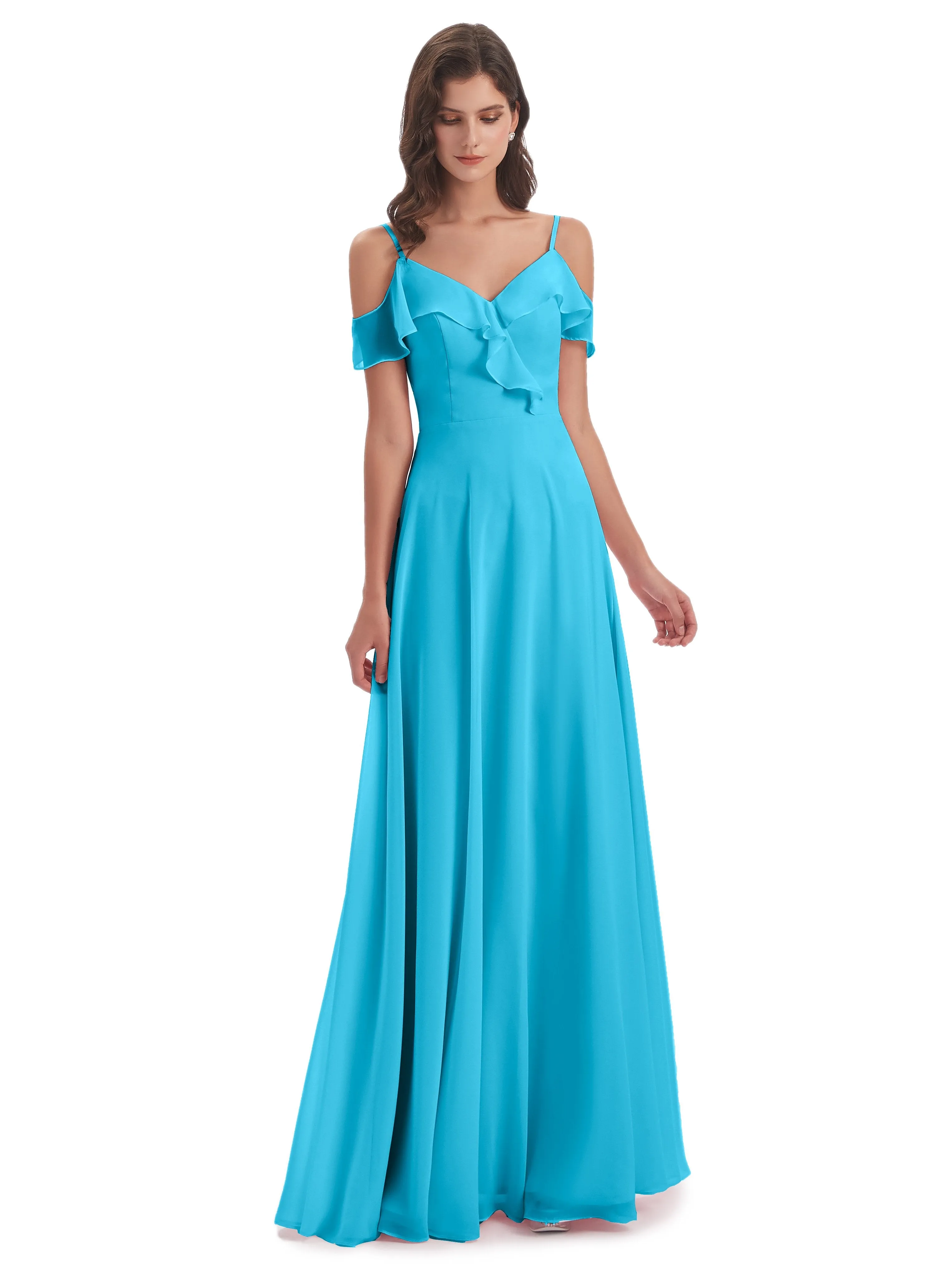 Myla Flowy Sheath-Column Long Chiffon Bridesmaid Dresses