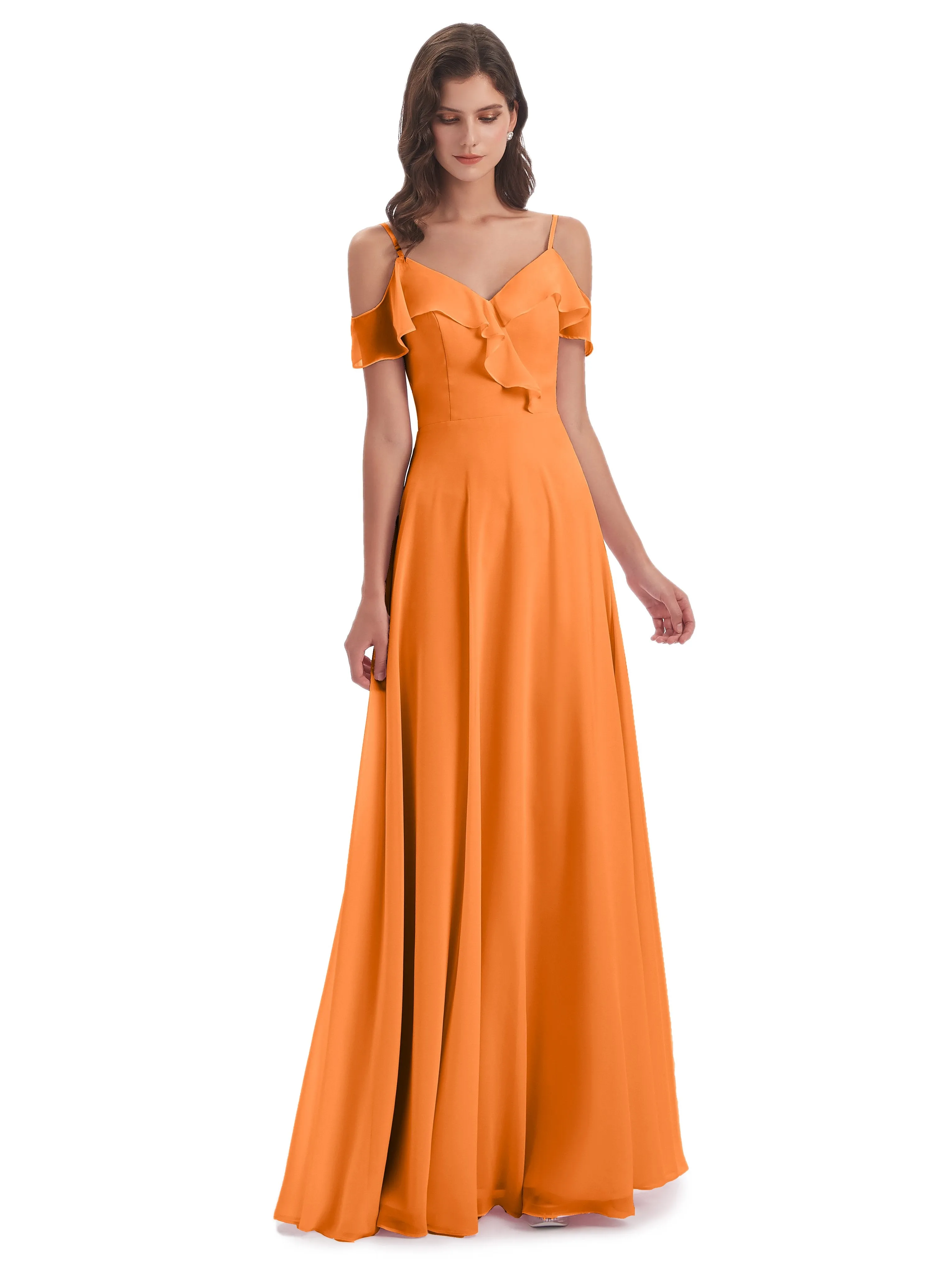 Myla Flowy Sheath-Column Long Chiffon Bridesmaid Dresses