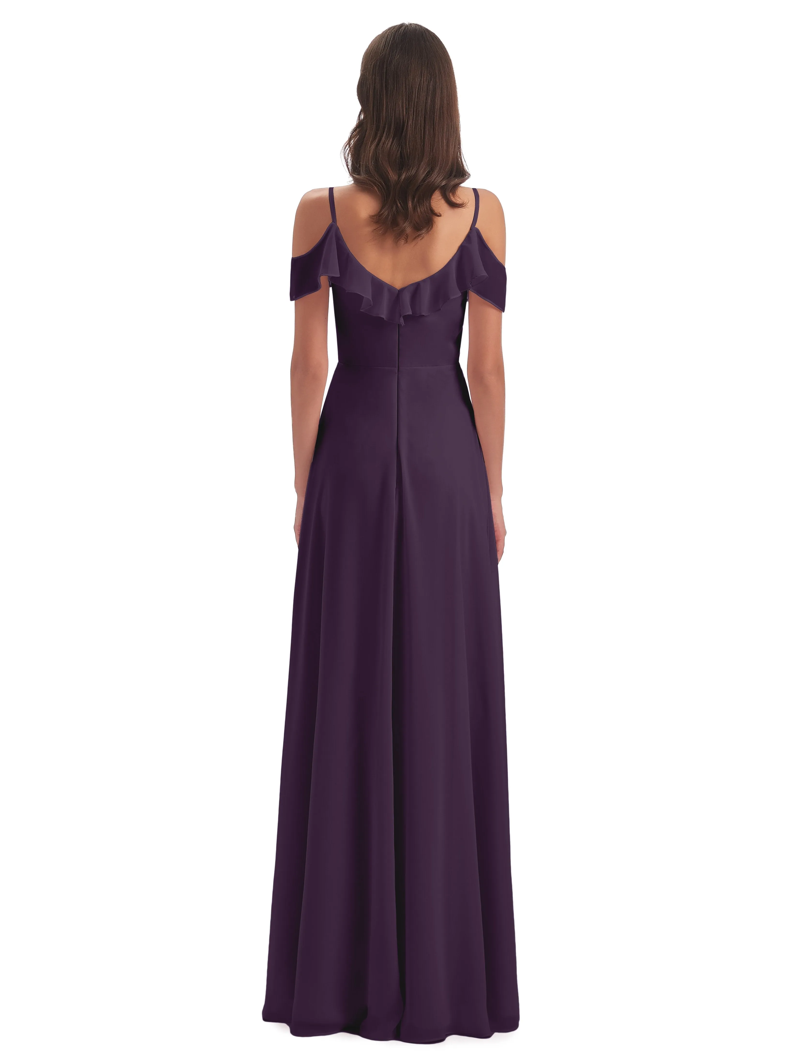 Myla Flowy Sheath-Column Long Chiffon Bridesmaid Dresses