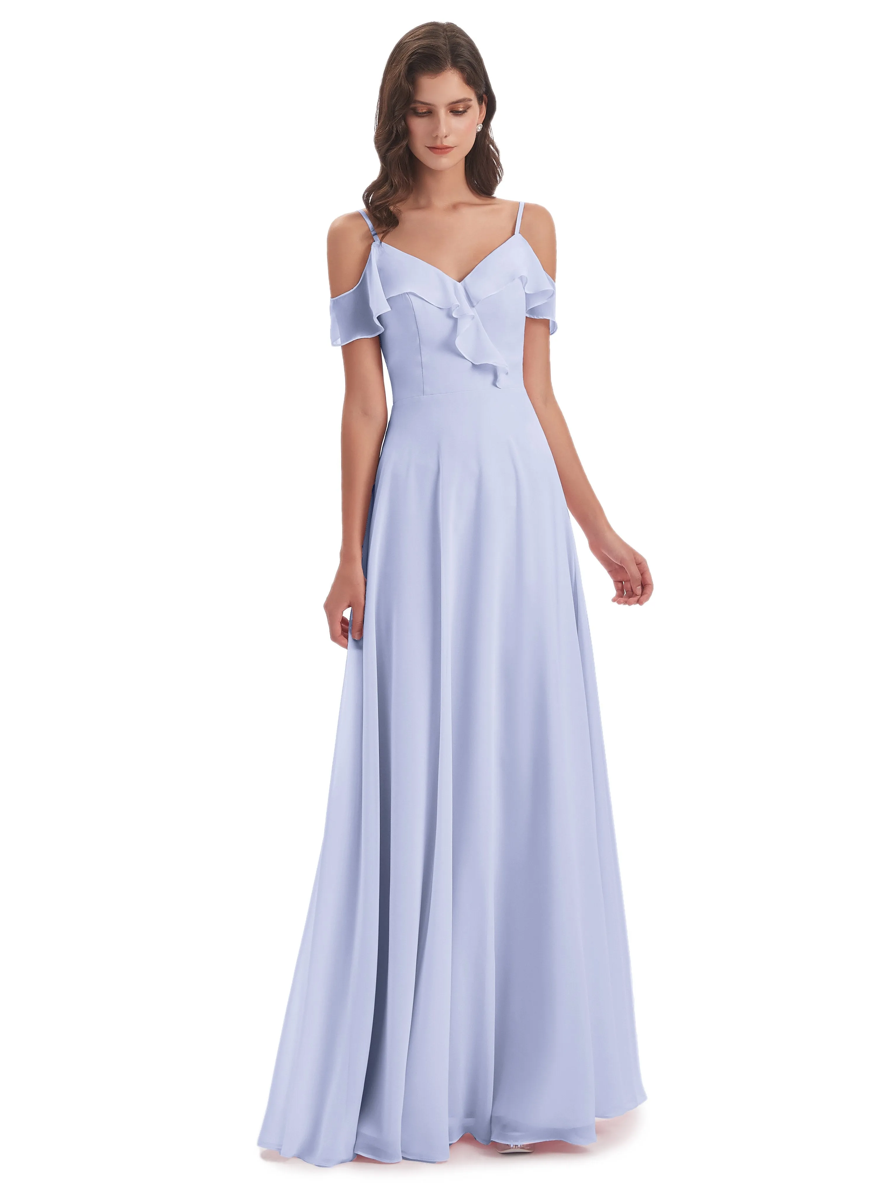 Myla Flowy Sheath-Column Long Chiffon Bridesmaid Dresses