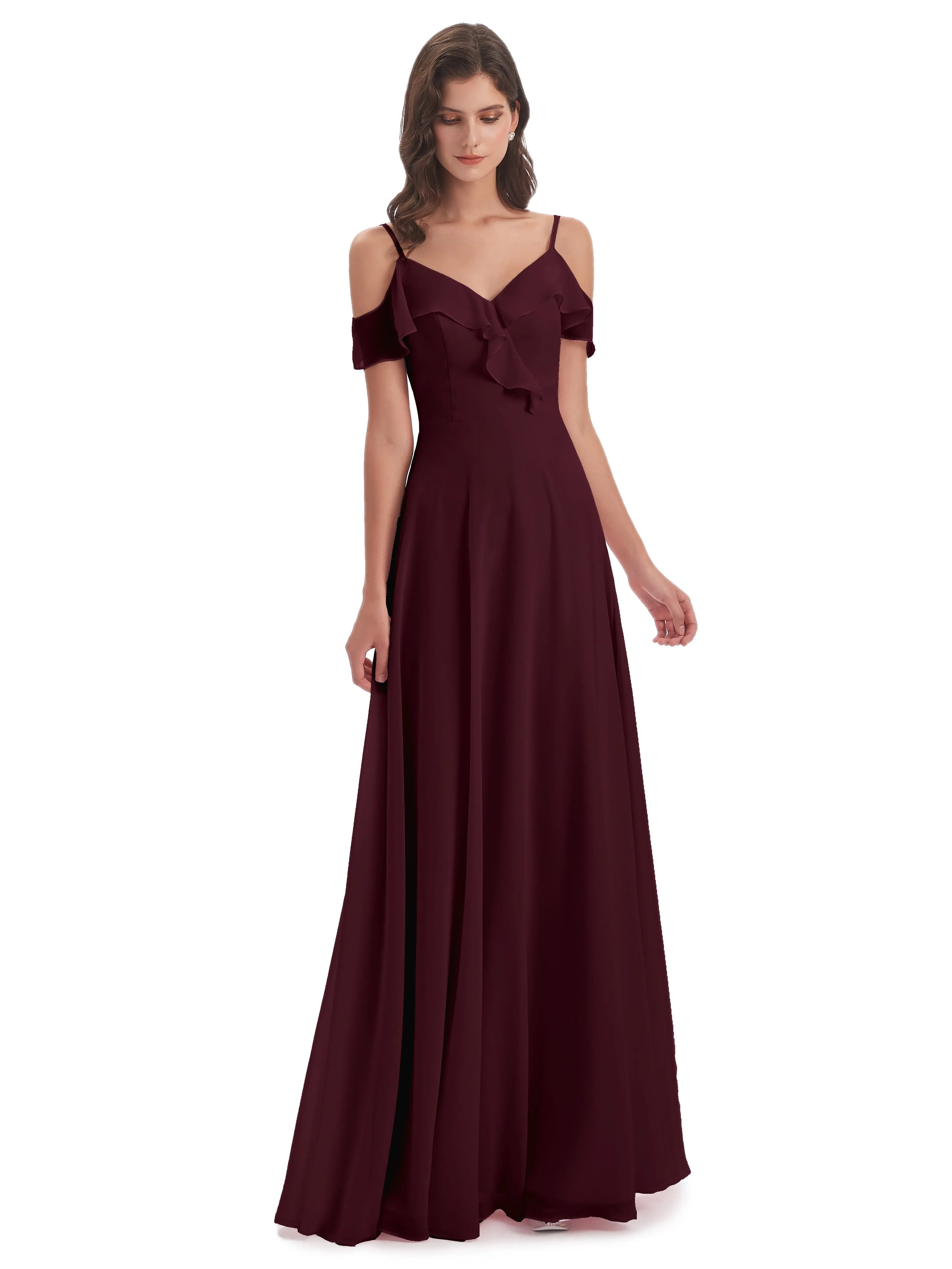 Myla Flowy Sheath-Column Long Chiffon Bridesmaid Dresses