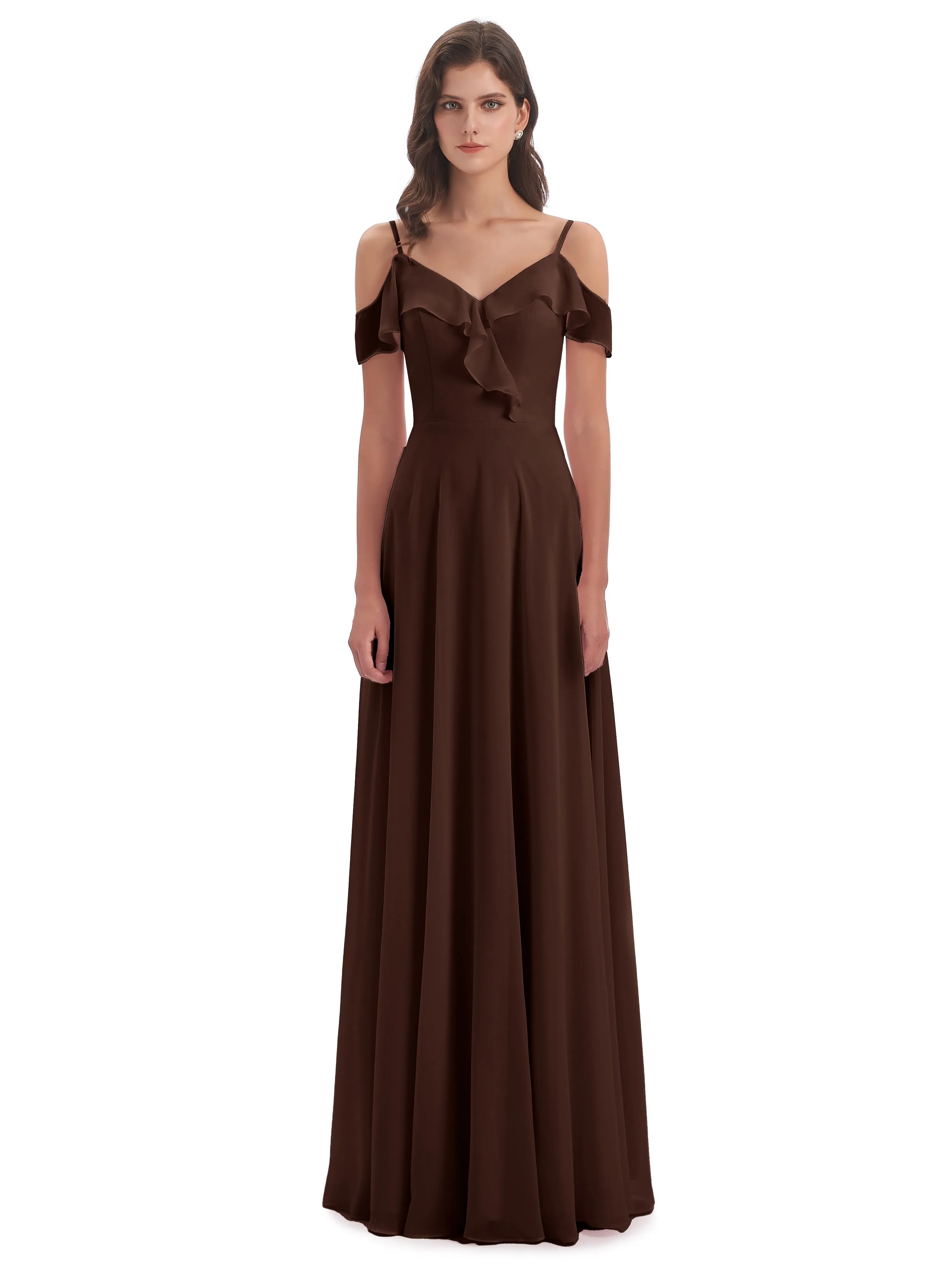 Myla Flowy Sheath-Column Long Chiffon Bridesmaid Dresses