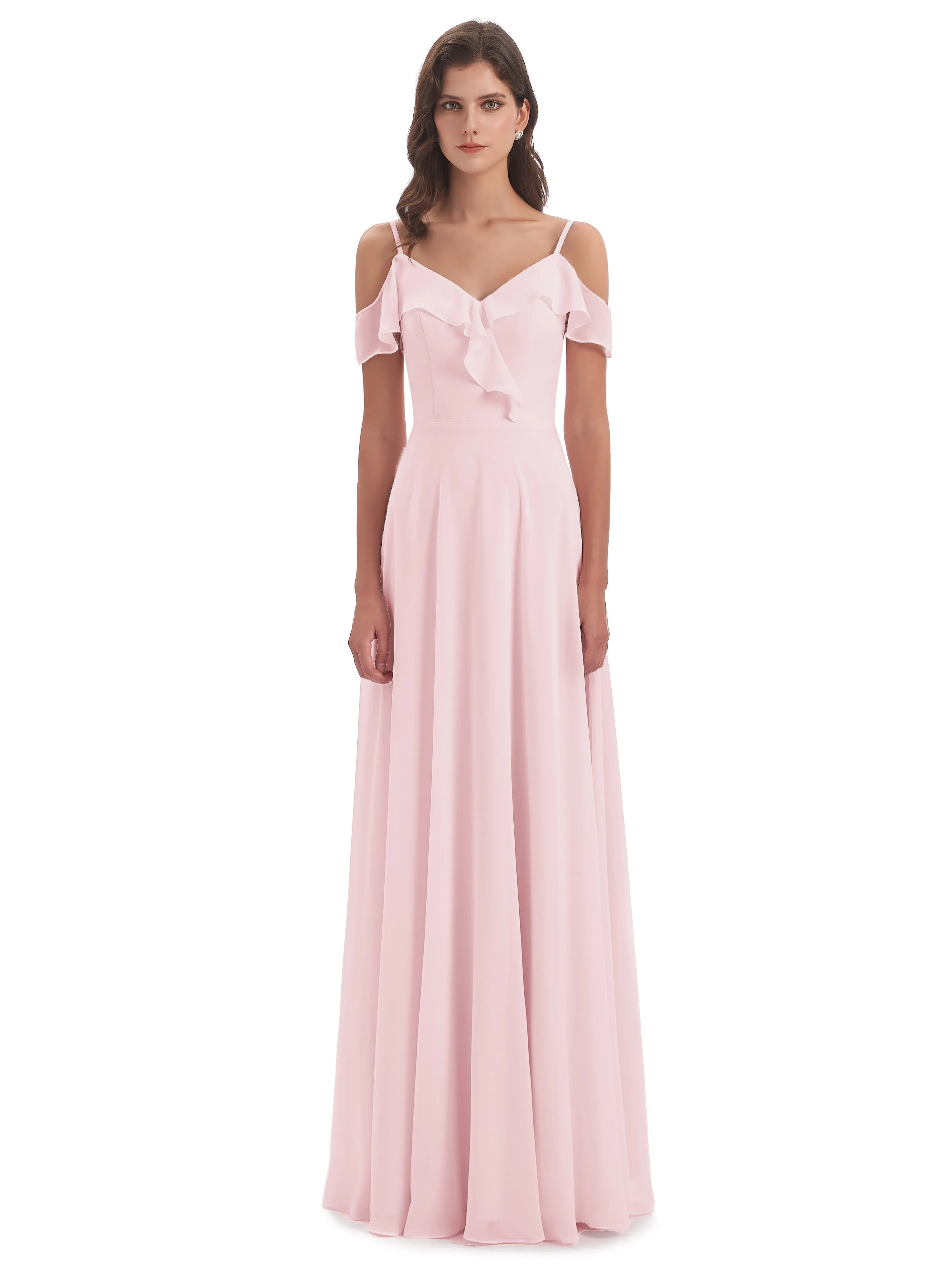 Myla Flowy Sheath-Column Long Chiffon Bridesmaid Dresses