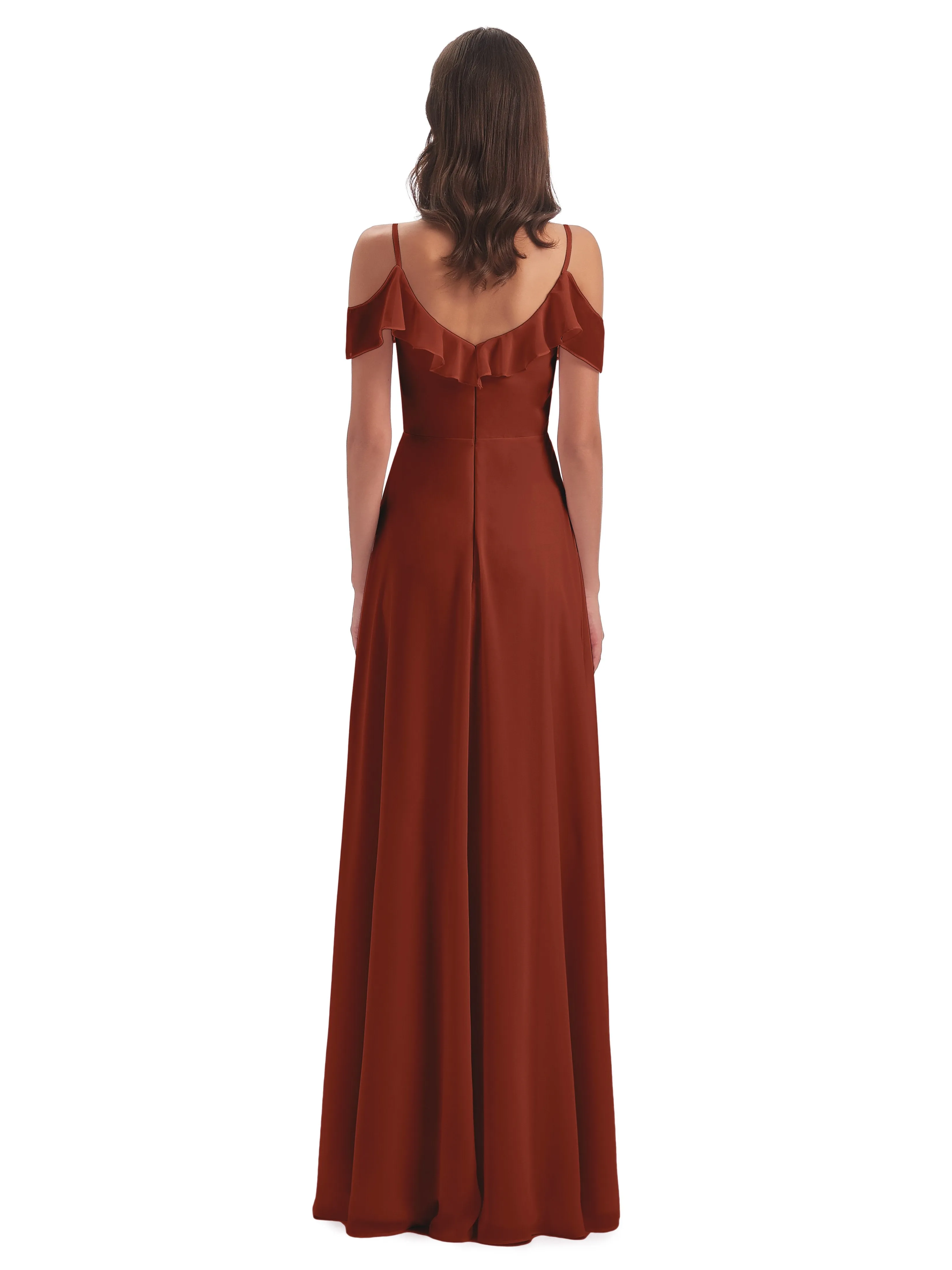 Myla Flowy Sheath-Column Long Chiffon Bridesmaid Dresses