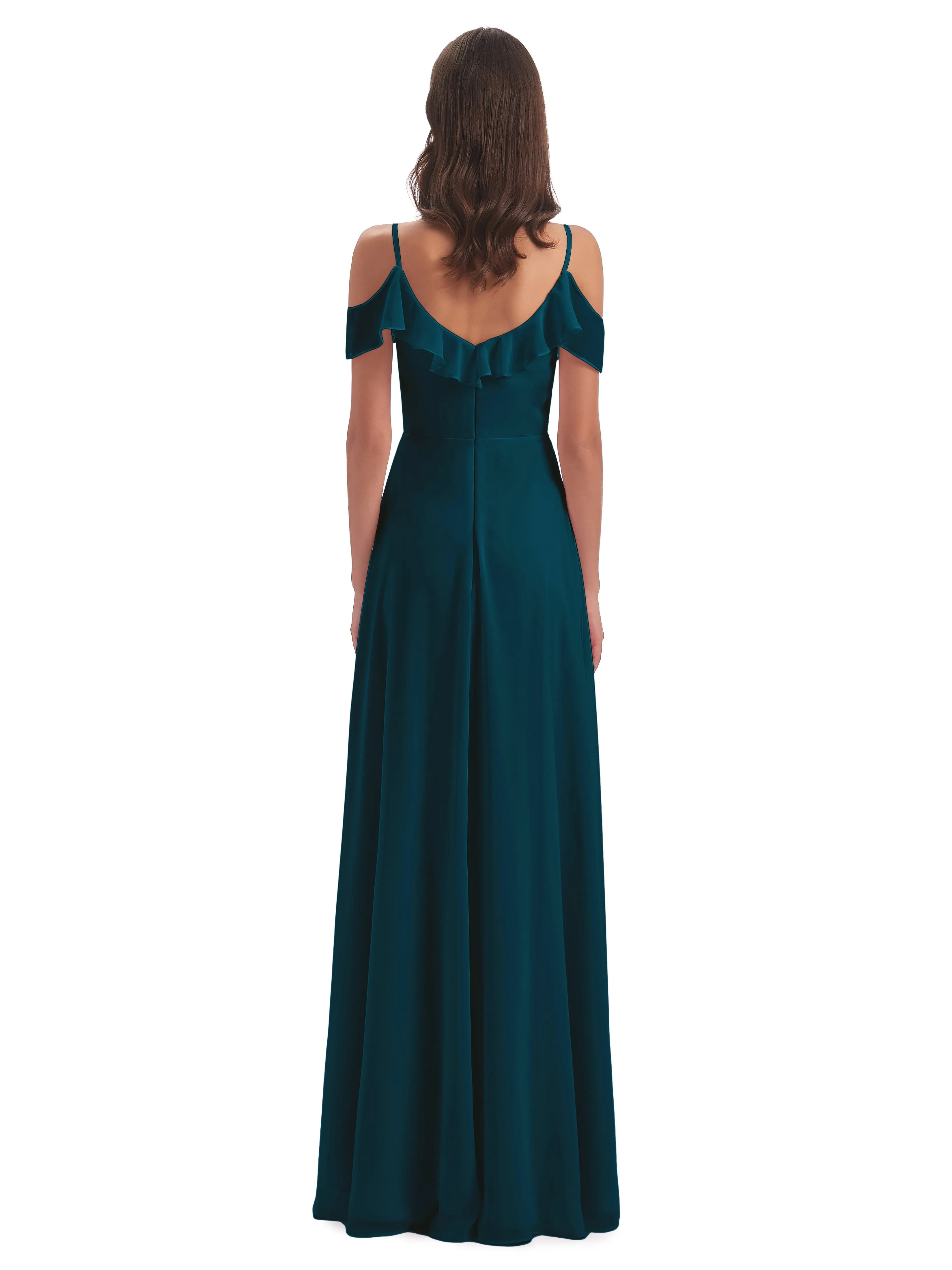 Myla Flowy Sheath-Column Long Chiffon Bridesmaid Dresses