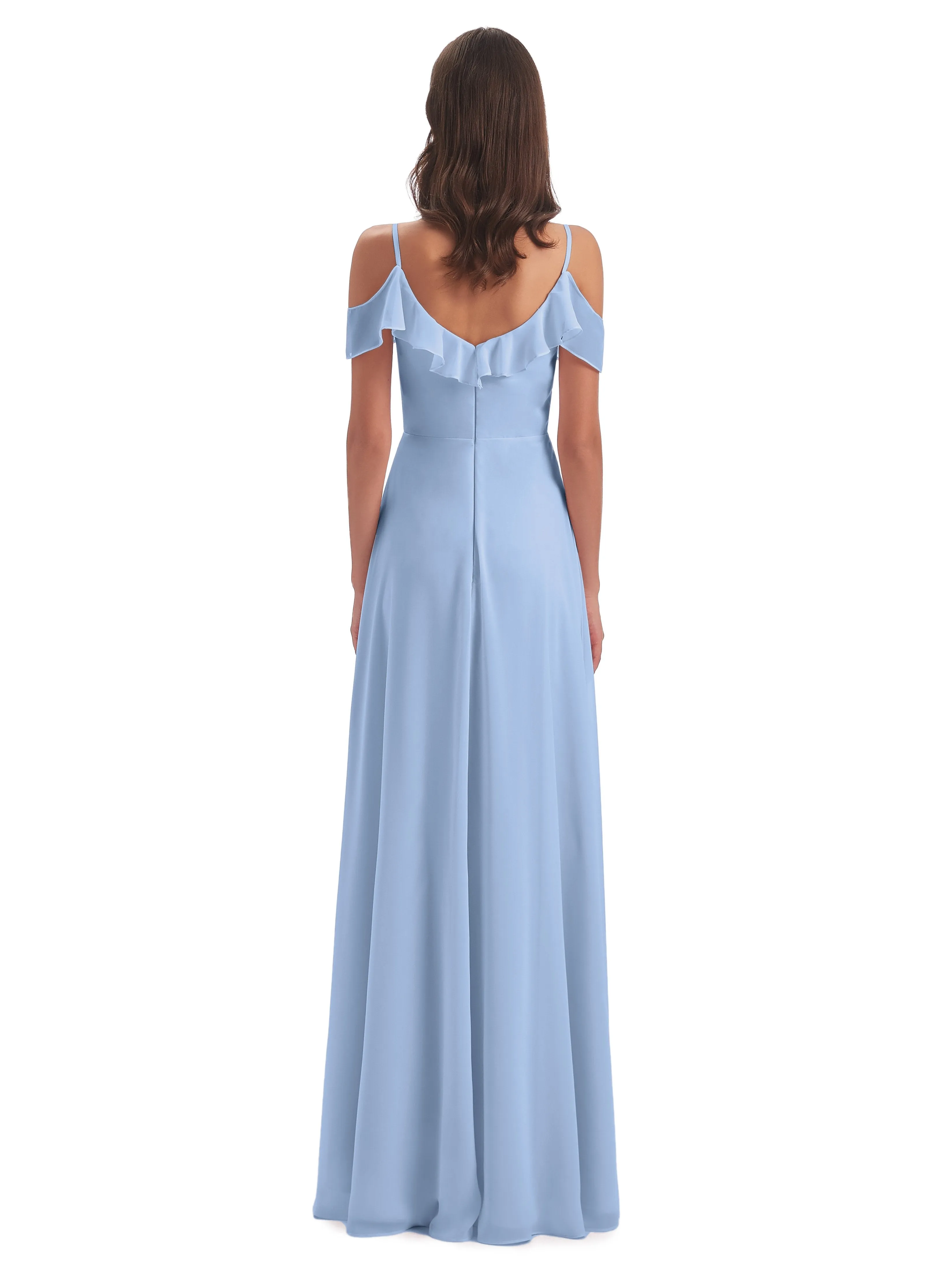 Myla Flowy Sheath-Column Long Chiffon Bridesmaid Dresses