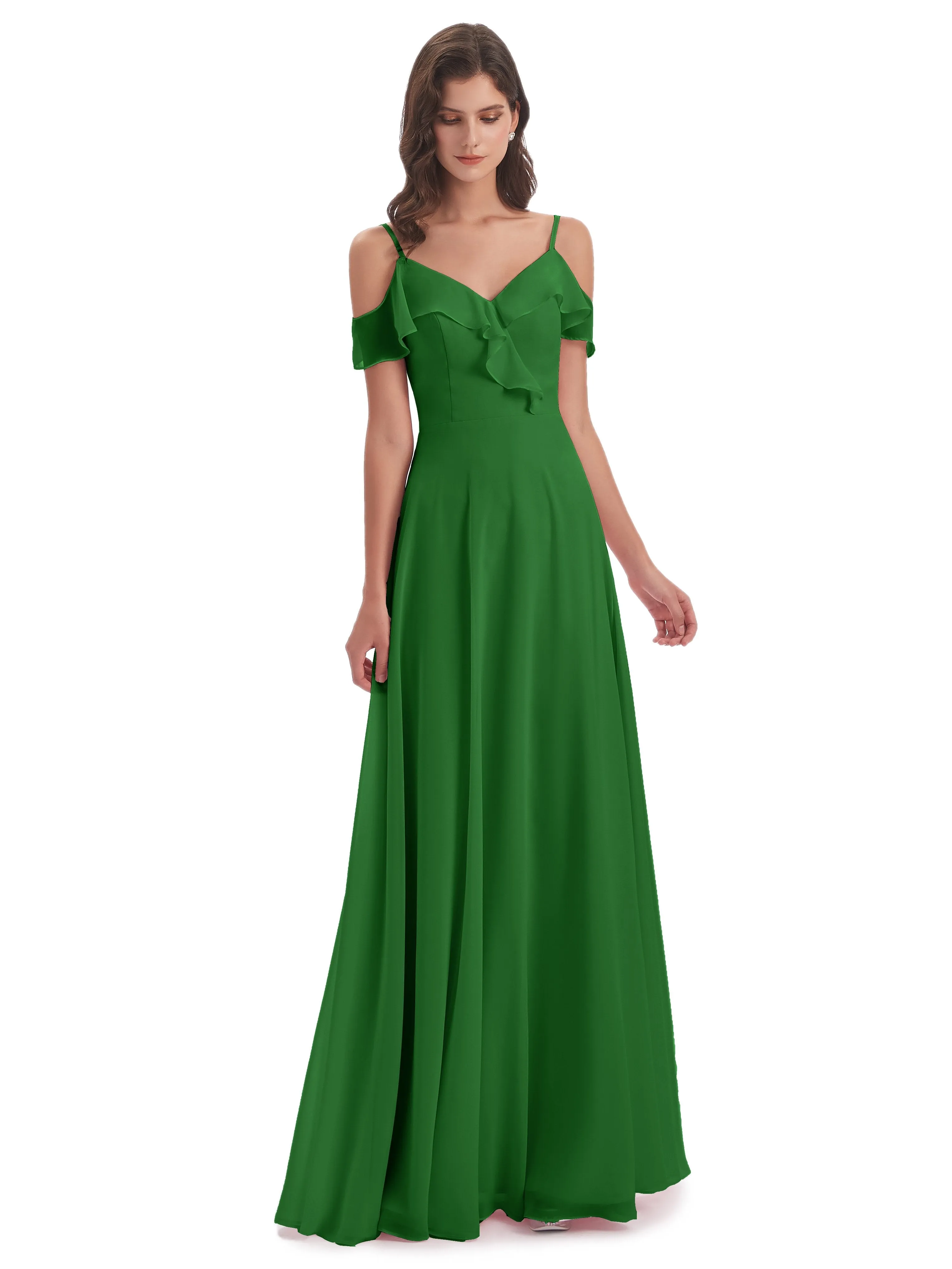 Myla Flowy Sheath-Column Long Chiffon Bridesmaid Dresses