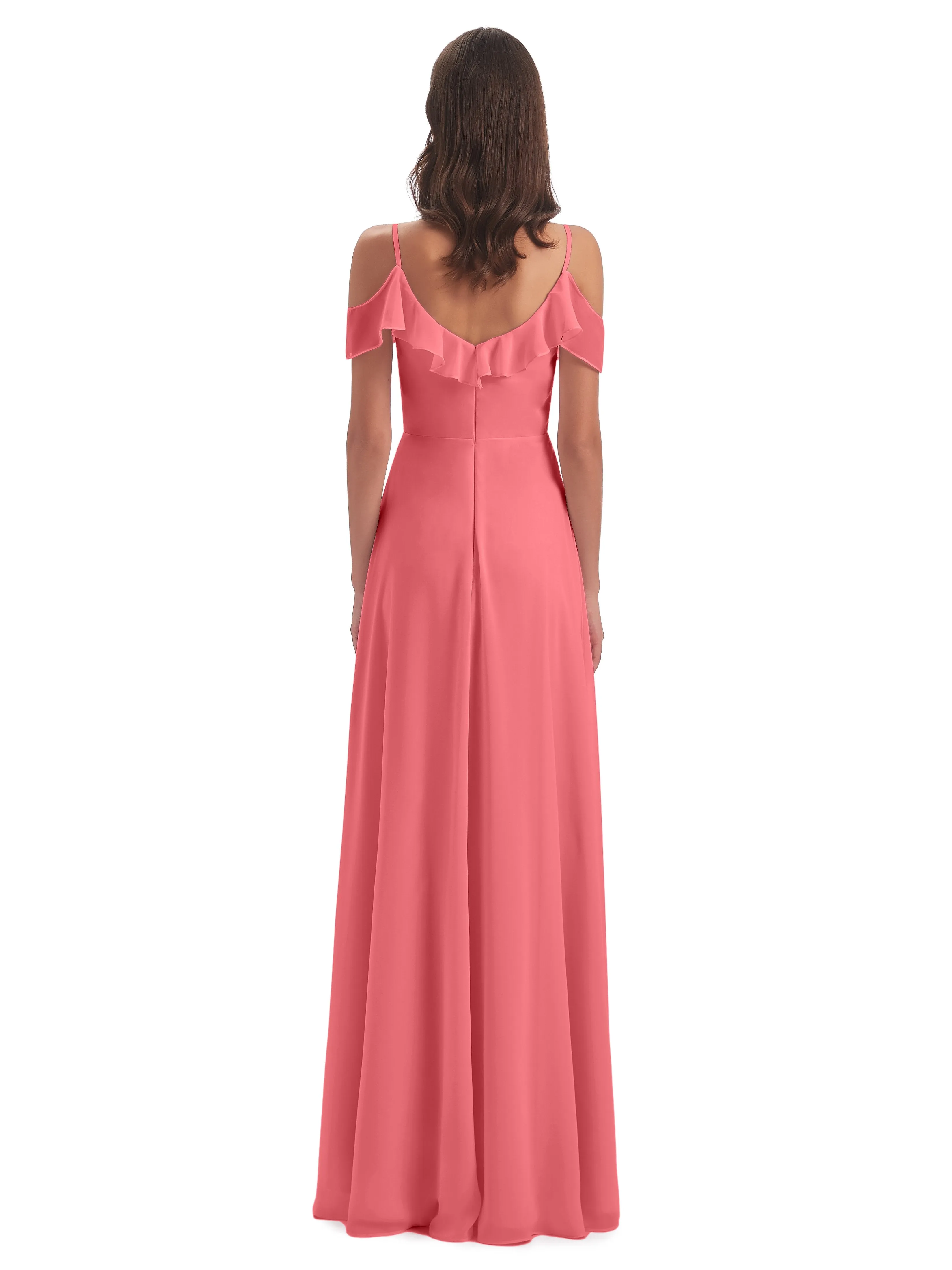 Myla Flowy Sheath-Column Long Chiffon Bridesmaid Dresses