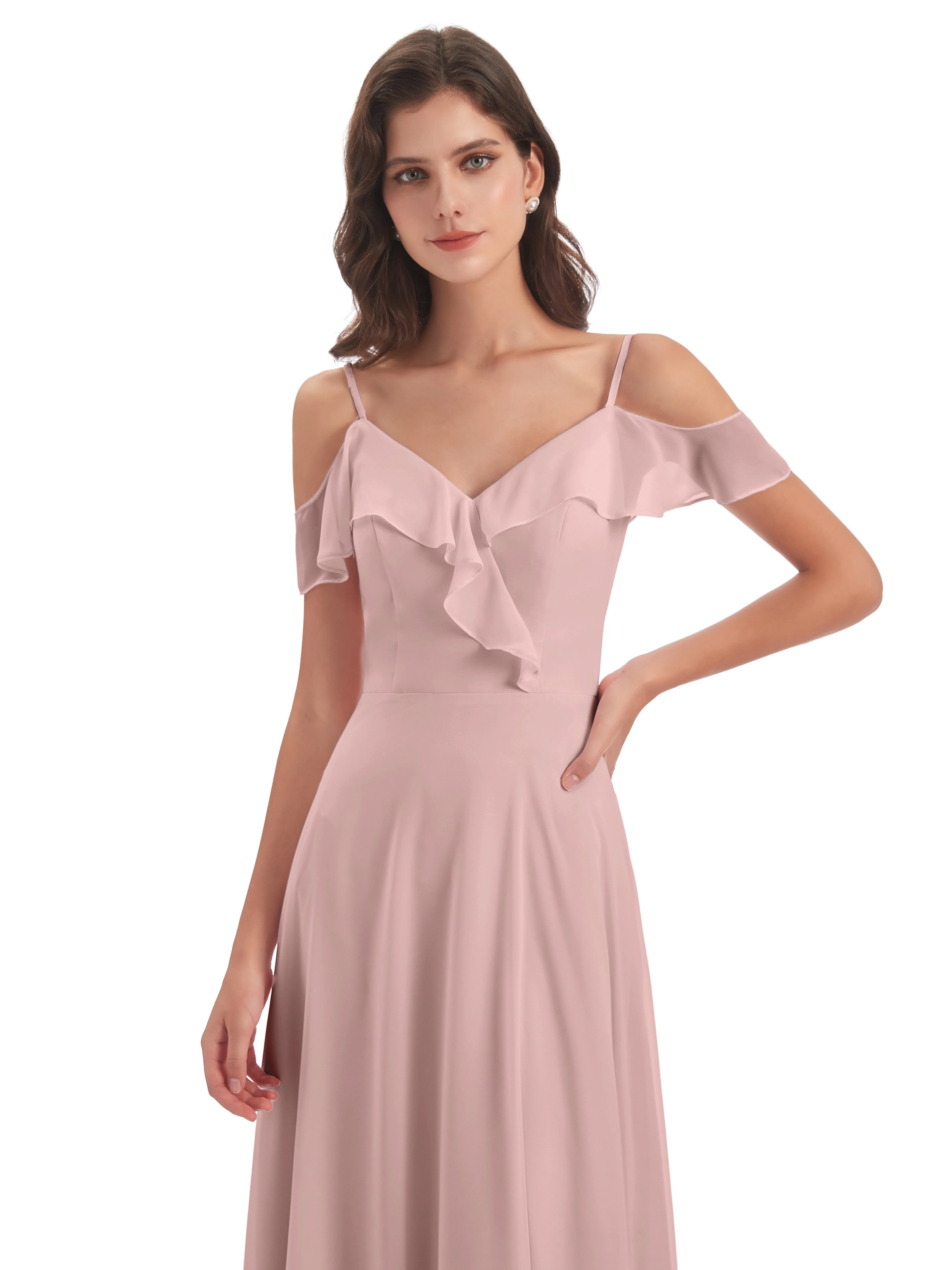 Myla Flowy Sheath-Column Long Chiffon Bridesmaid Dresses