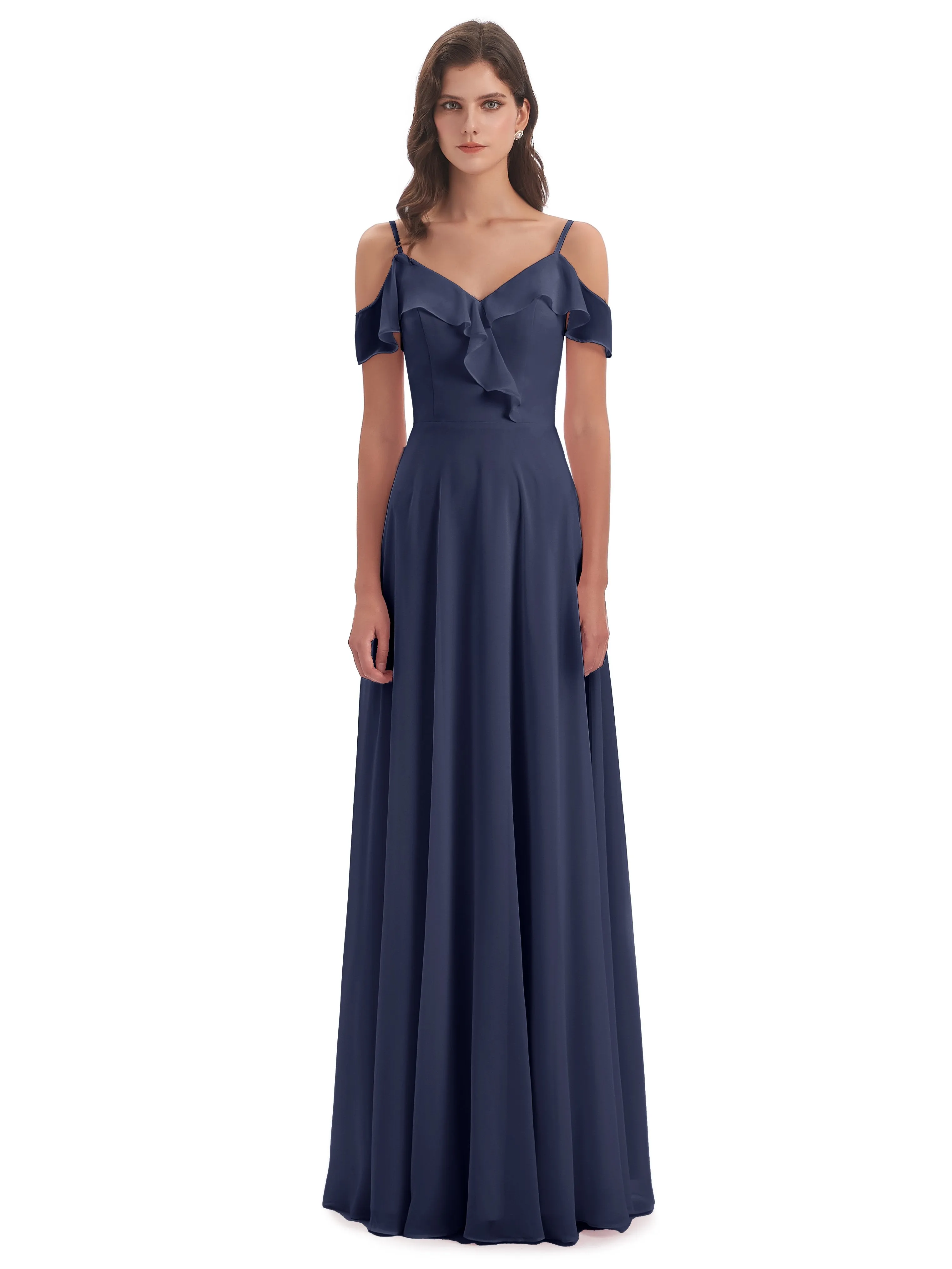 Myla Flowy Sheath-Column Long Chiffon Bridesmaid Dresses