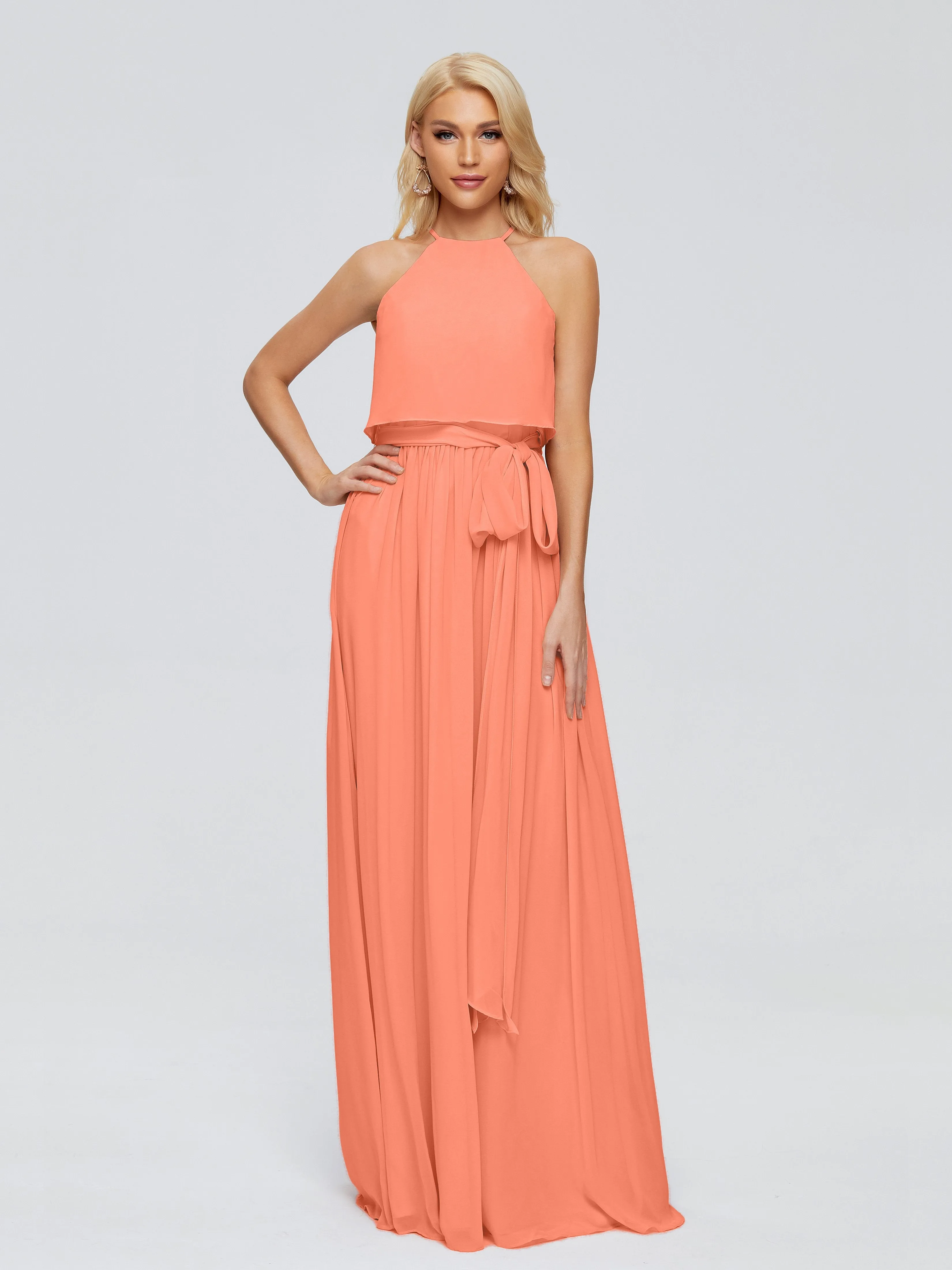 Nadey Casual Halter Chiffon Bridesmaid Dresses