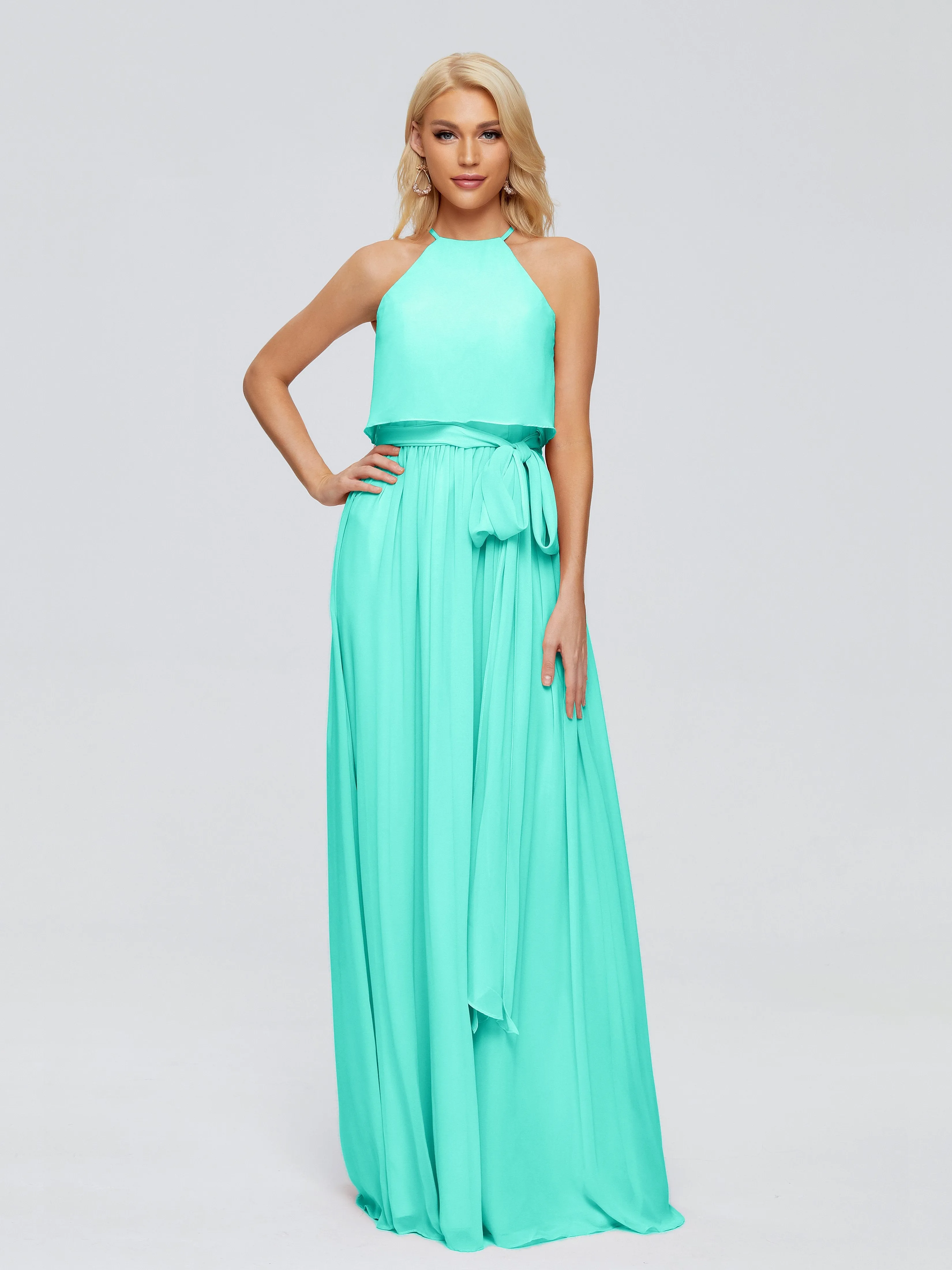 Nadey Casual Halter Chiffon Bridesmaid Dresses