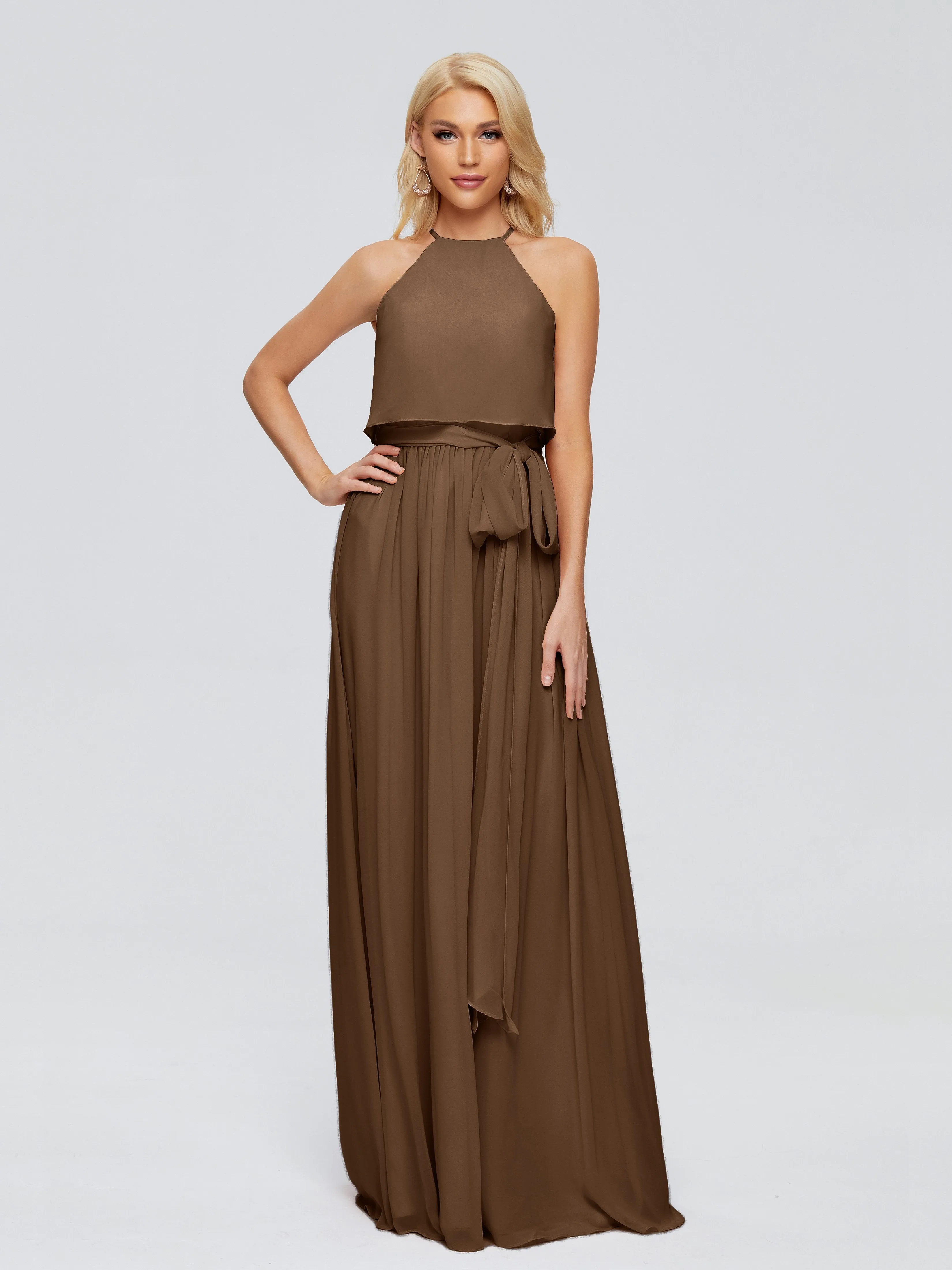 Nadey Casual Halter Chiffon Bridesmaid Dresses