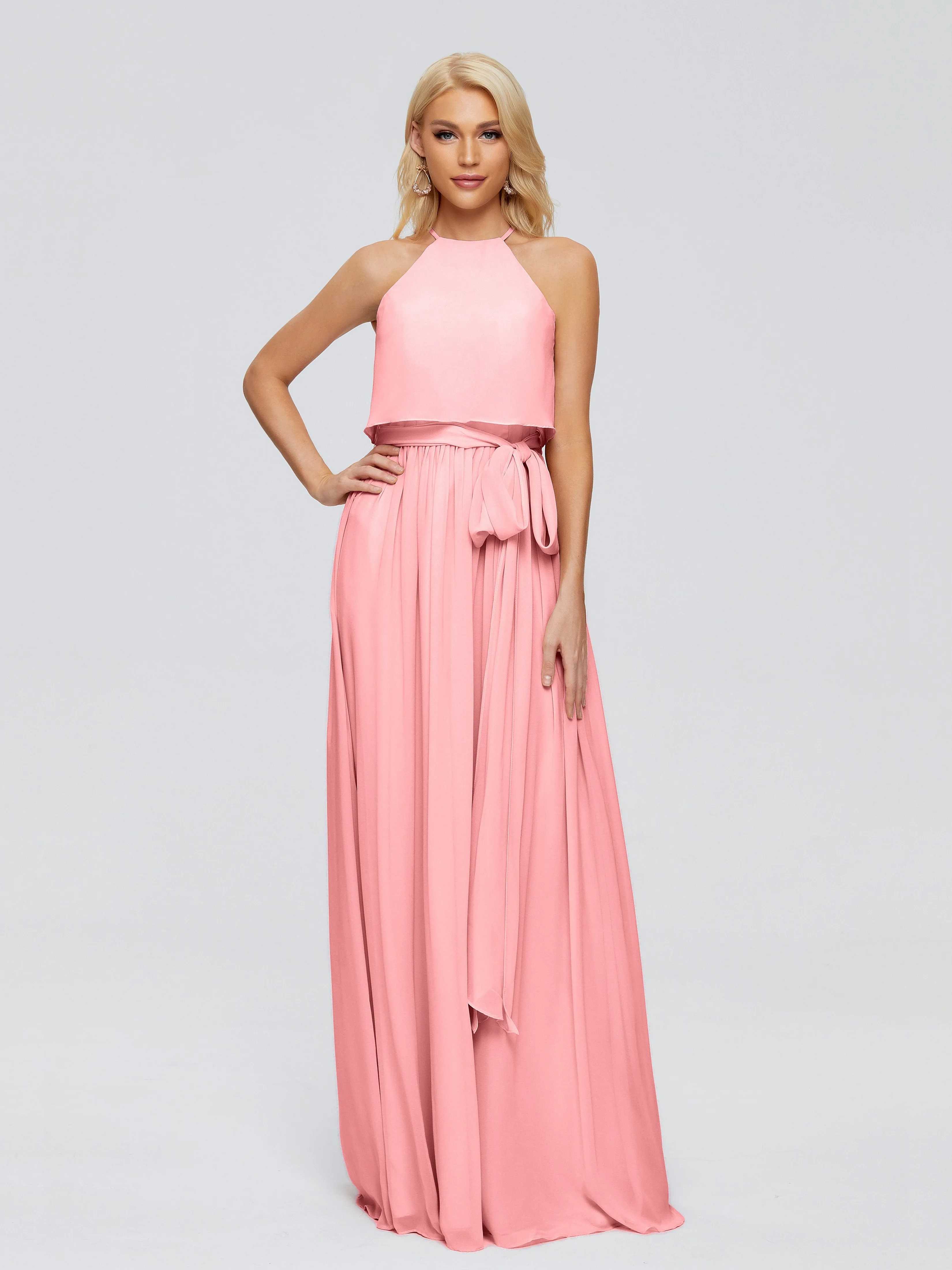 Nadey Casual Halter Chiffon Bridesmaid Dresses