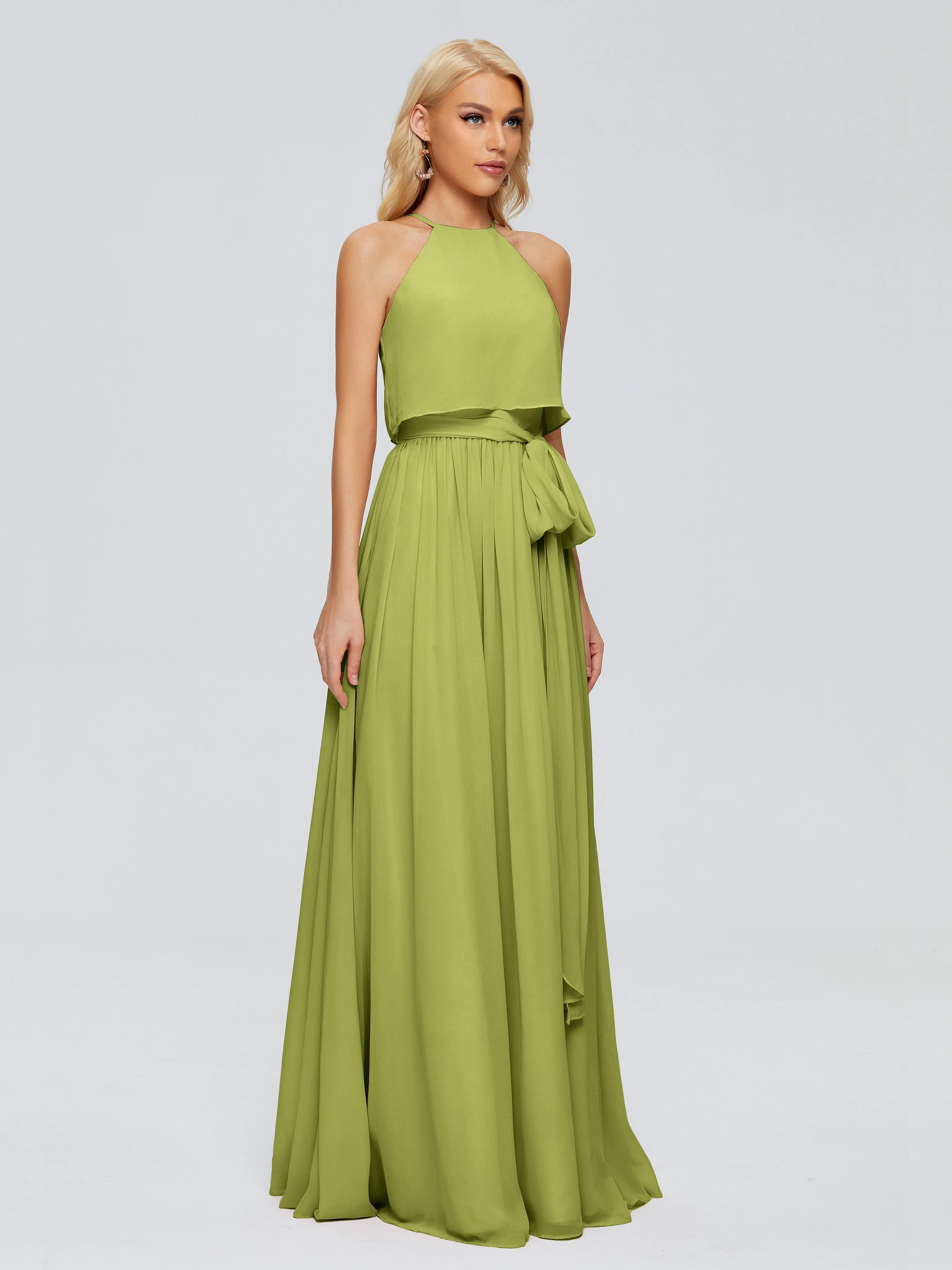 Nadey Casual Halter Chiffon Bridesmaid Dresses