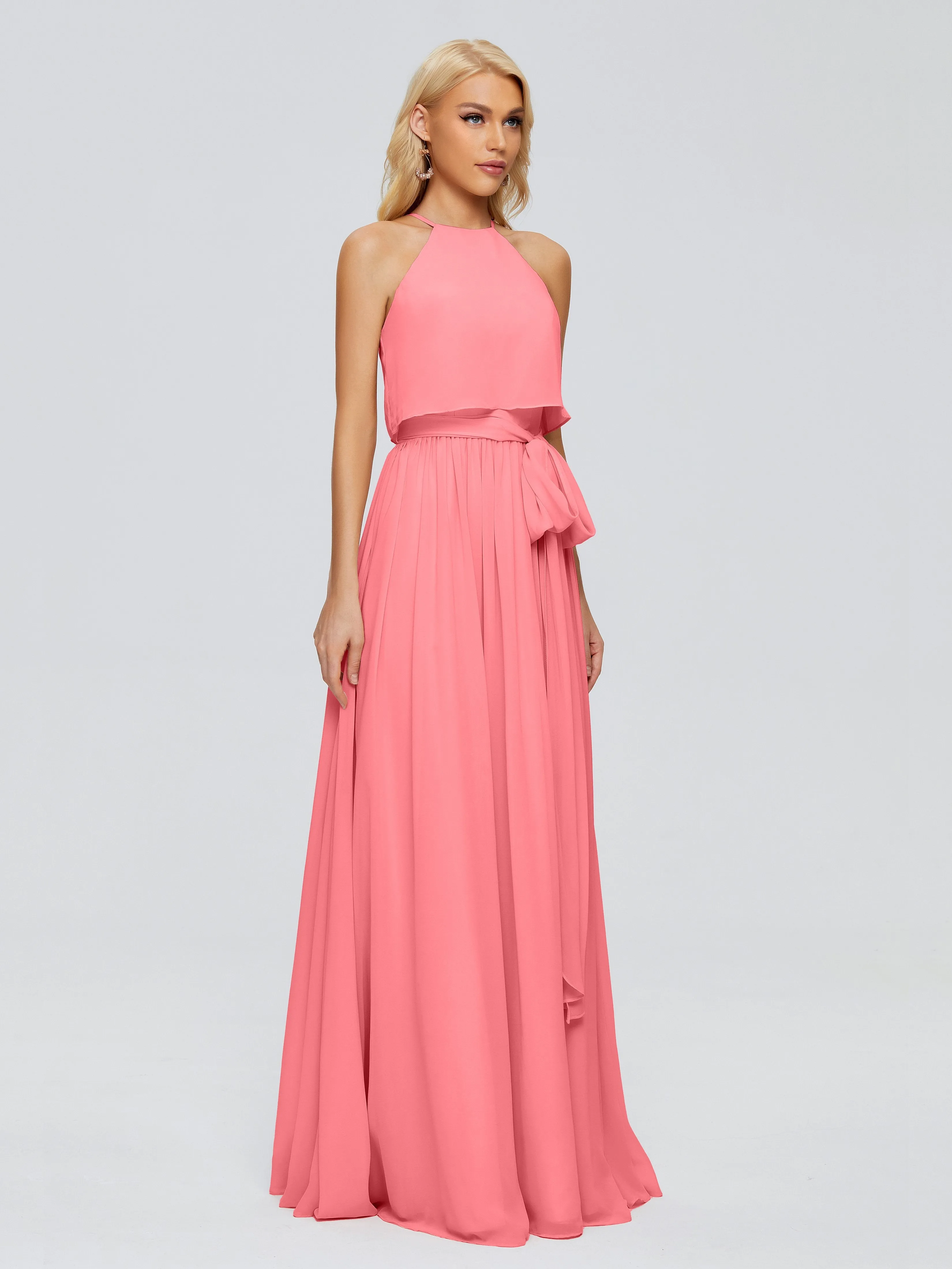 Nadey Casual Halter Chiffon Bridesmaid Dresses