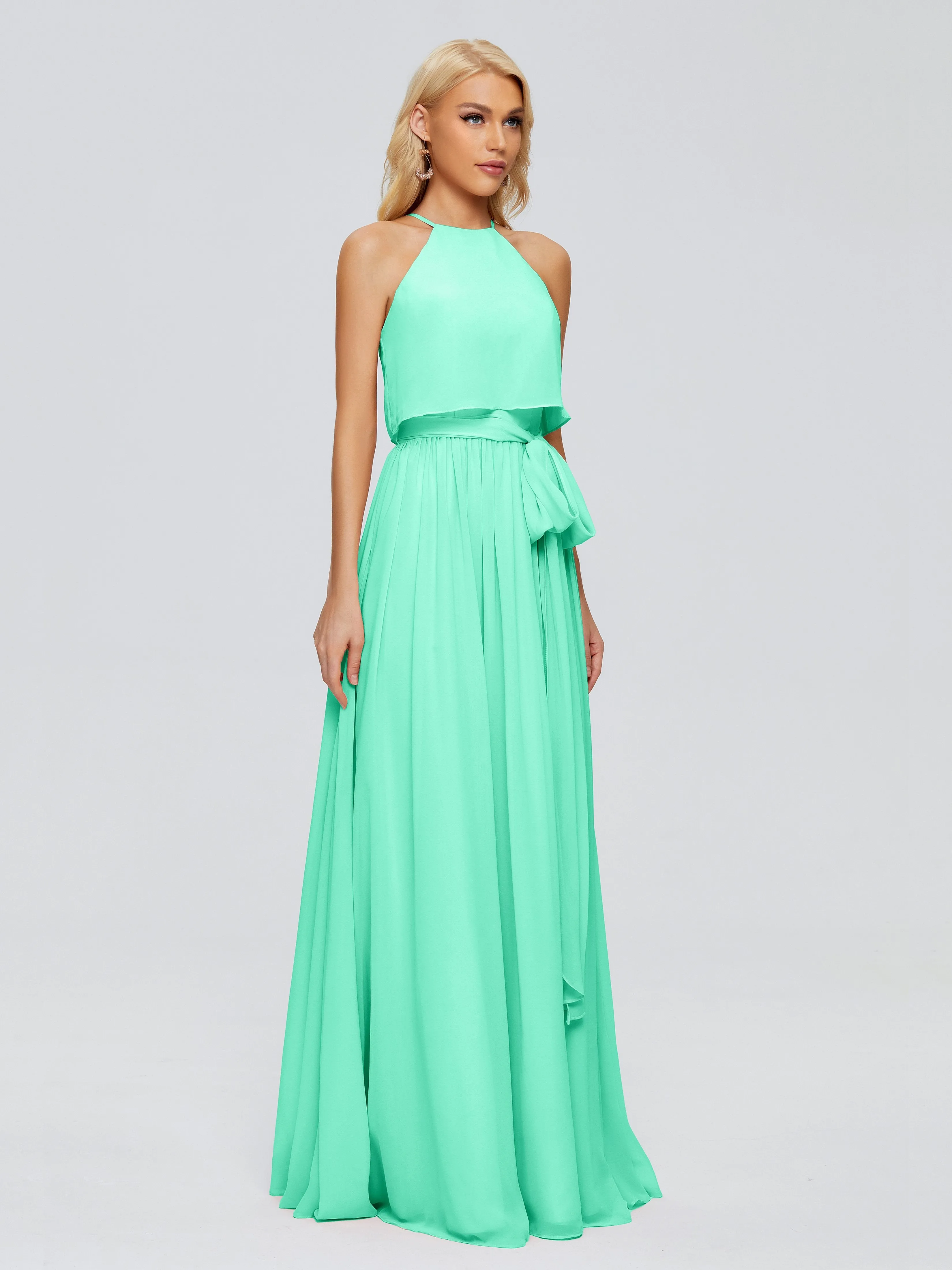 Nadey Casual Halter Chiffon Bridesmaid Dresses