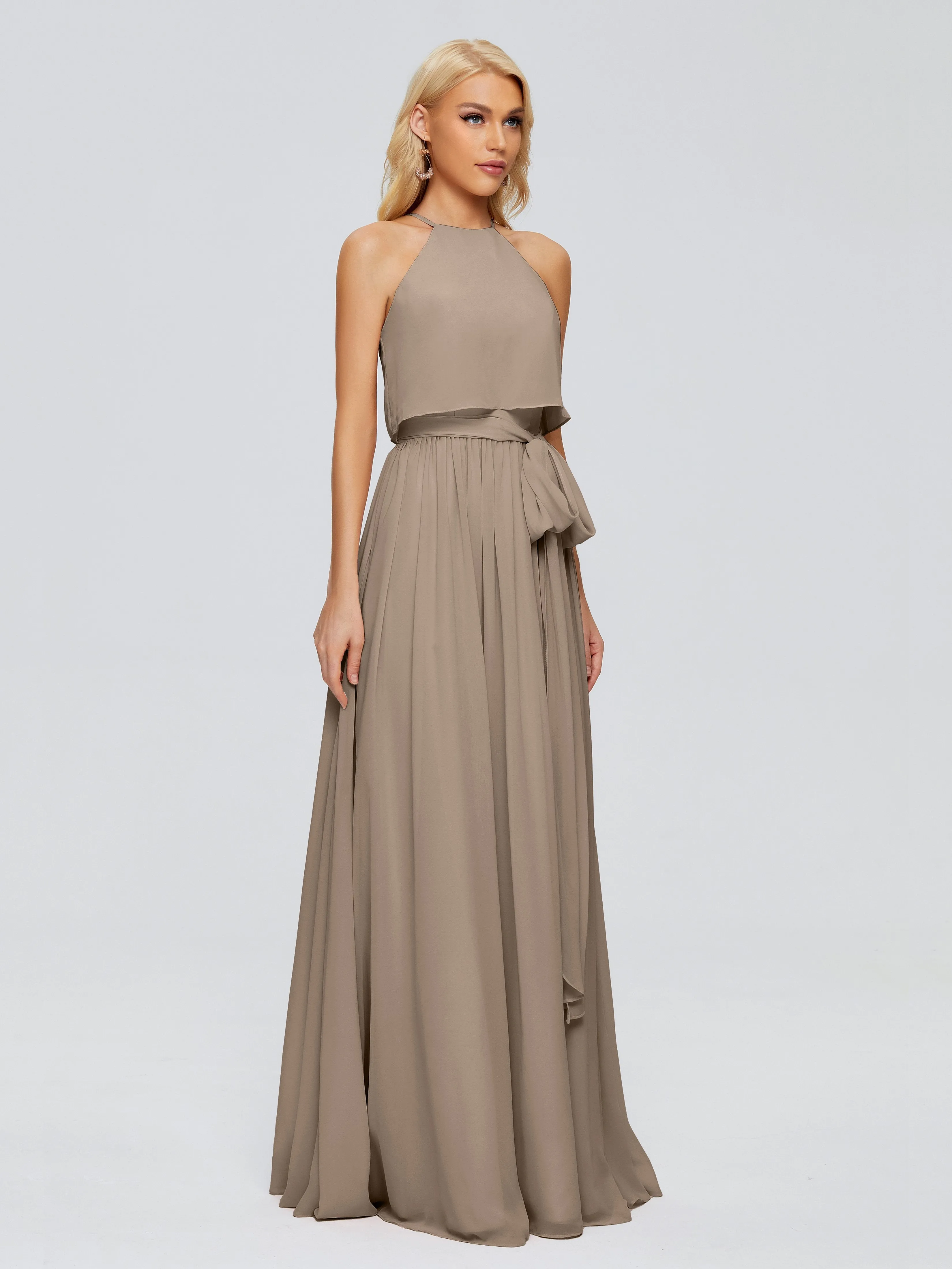 Nadey Casual Halter Chiffon Bridesmaid Dresses