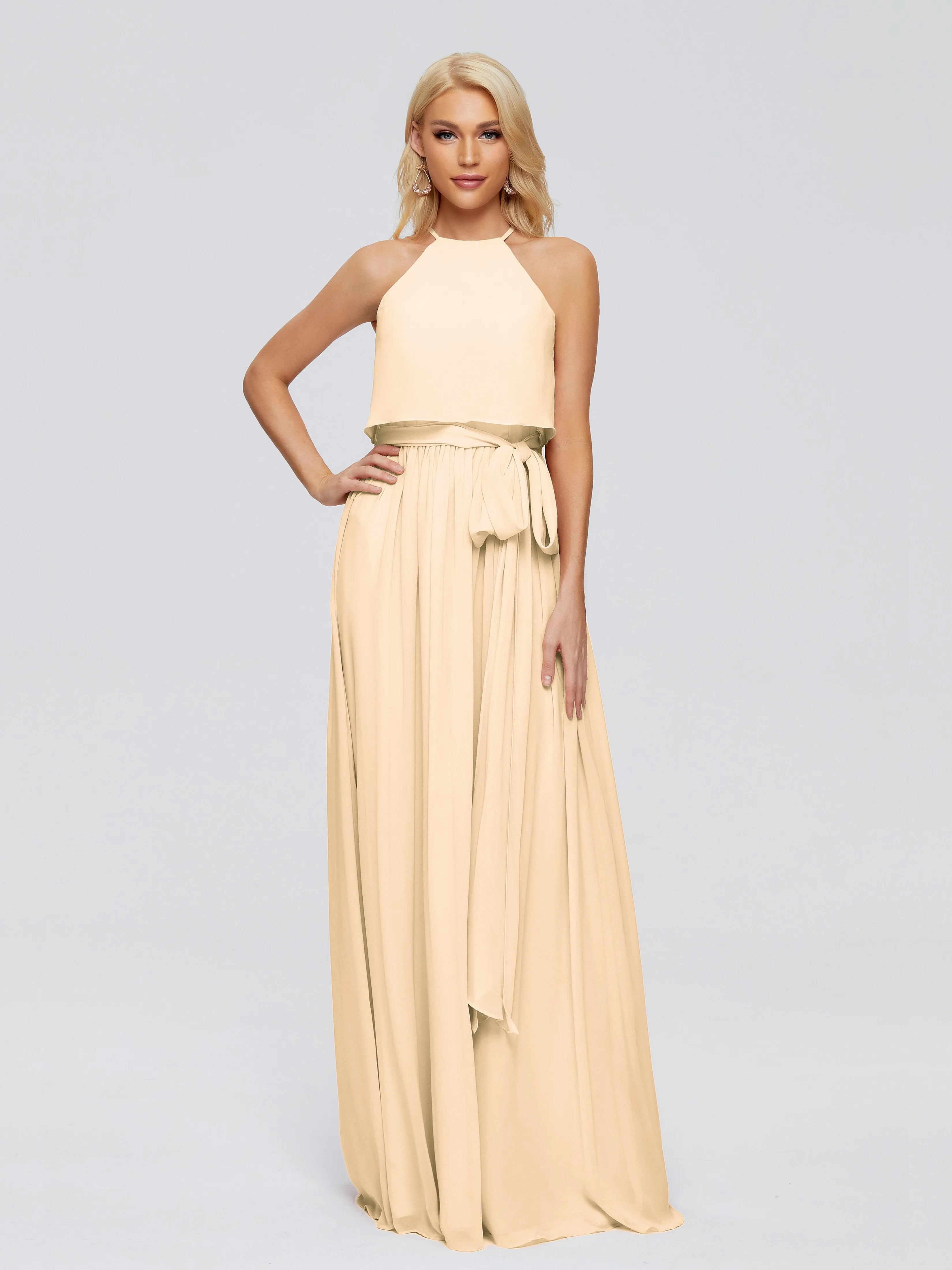 Nadey Casual Halter Chiffon Bridesmaid Dresses